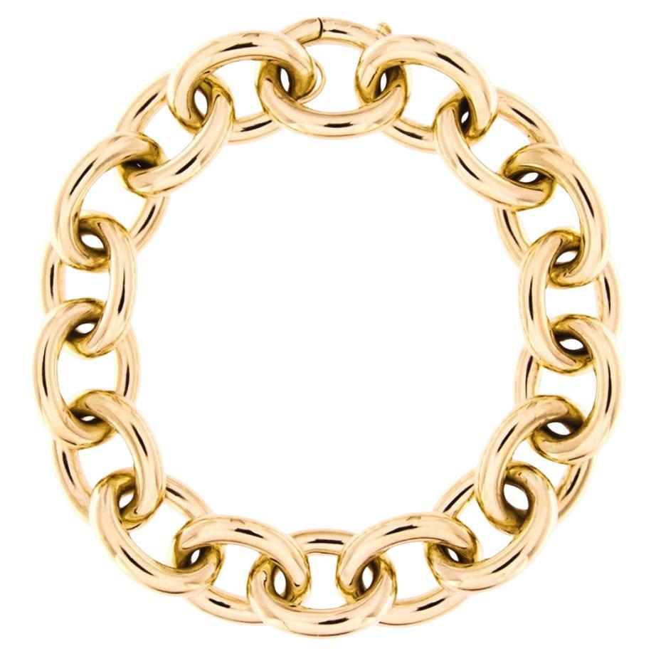 Alex Jona Pulsera de cadena de eslabones de oro amarillo de 18 quilates