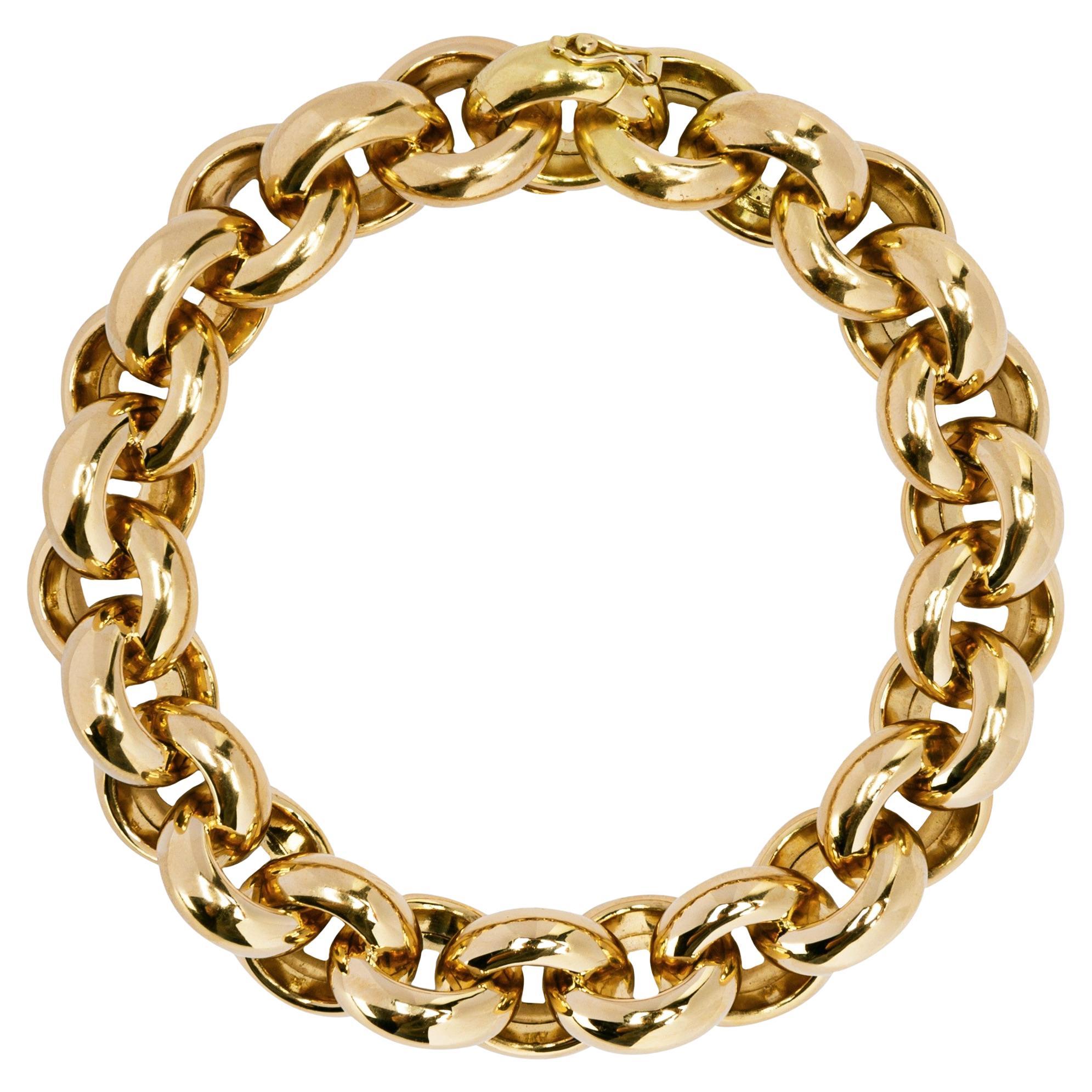 Alex Jona 18 Karat Yellow Gold Link Chain Bracelet For Sale