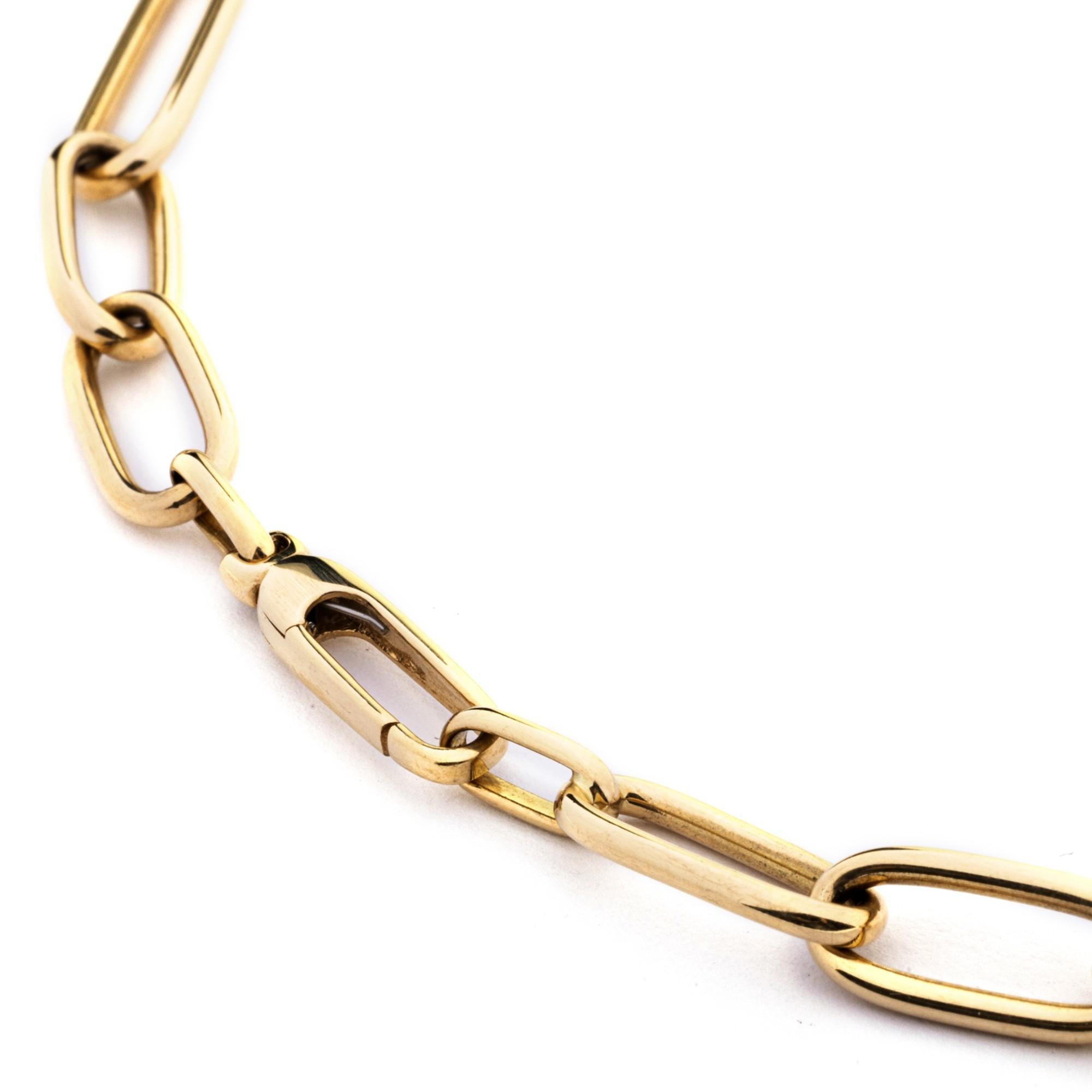 Women's or Men's 18 Karat Yellow Gold Link Chain Necklace For Sale