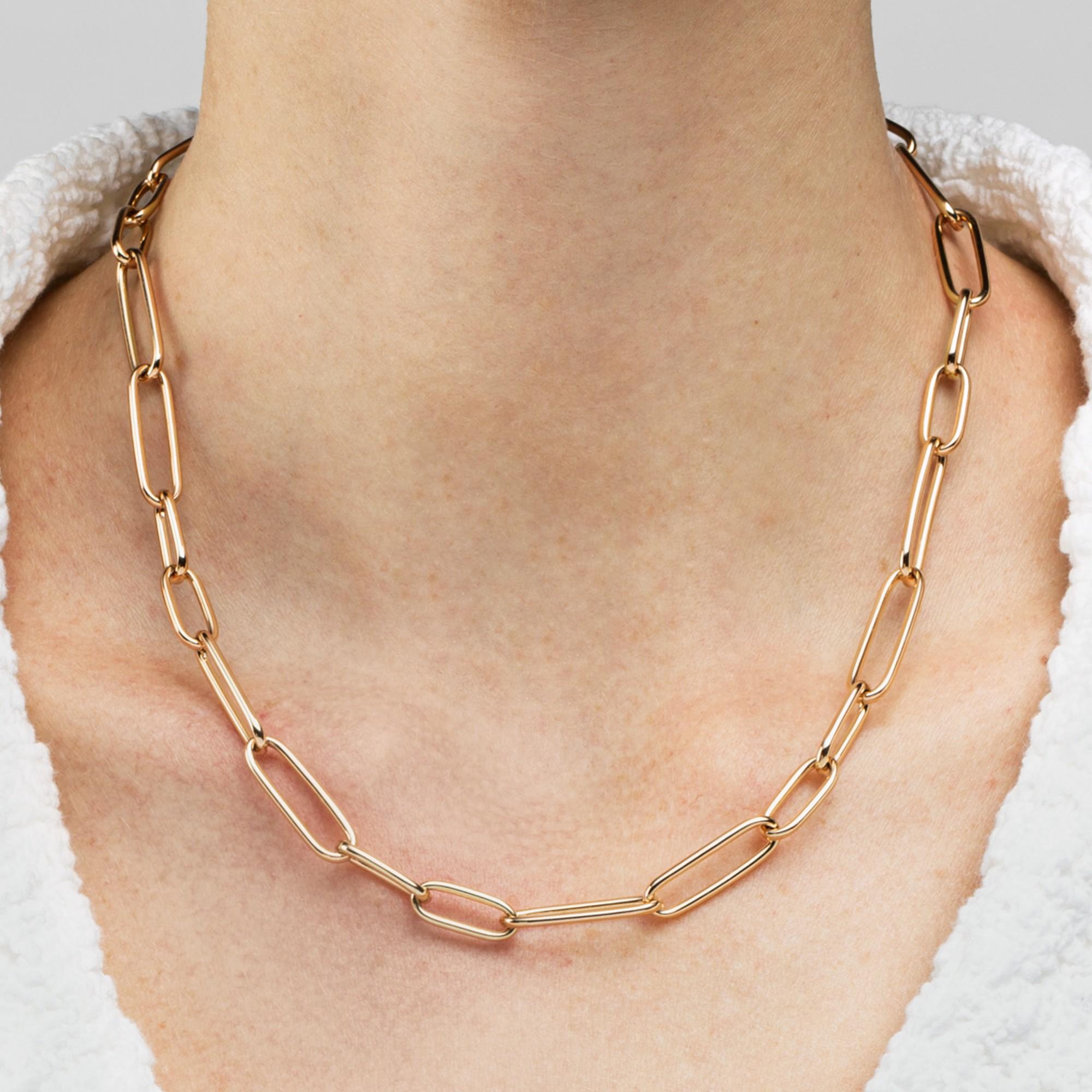 Women's or Men's Alex Jona 18 Karat Yellow Gold Link Chain Necklace For Sale