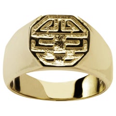 Alex Jona 18 Karat Yellow Gold Long and Happy Life Band Ring 