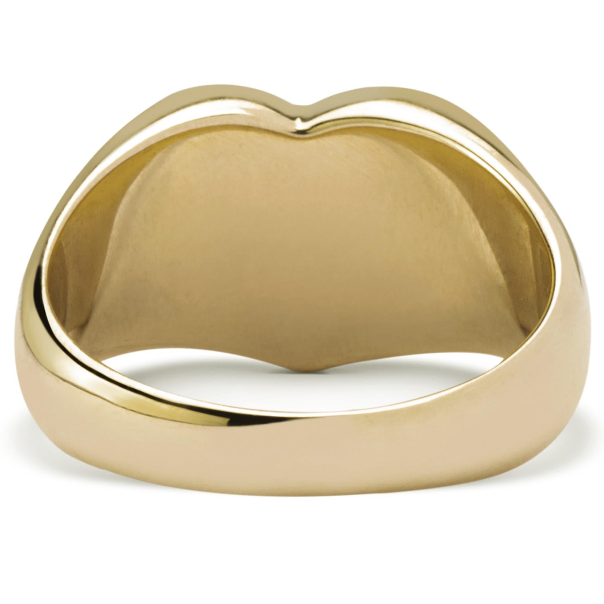 Women's or Men's Alex Jona 18 Karat Yellow Gold Long and Happy Life Heart Signet Ring For Sale