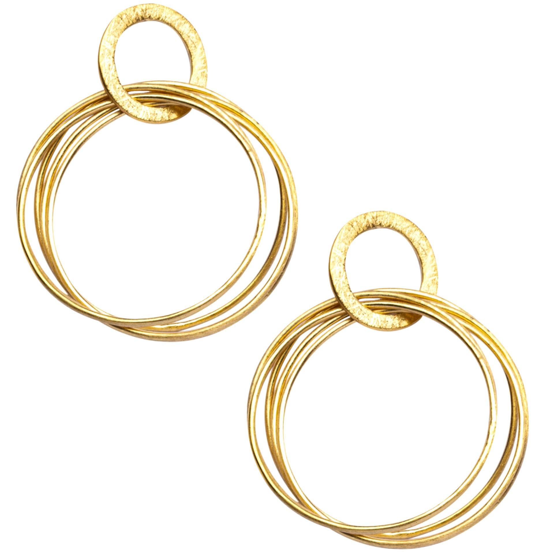 Alex Jona 18 Gold-Plated Sterling Silver Multi Hoop Pendant Earrings For Sale