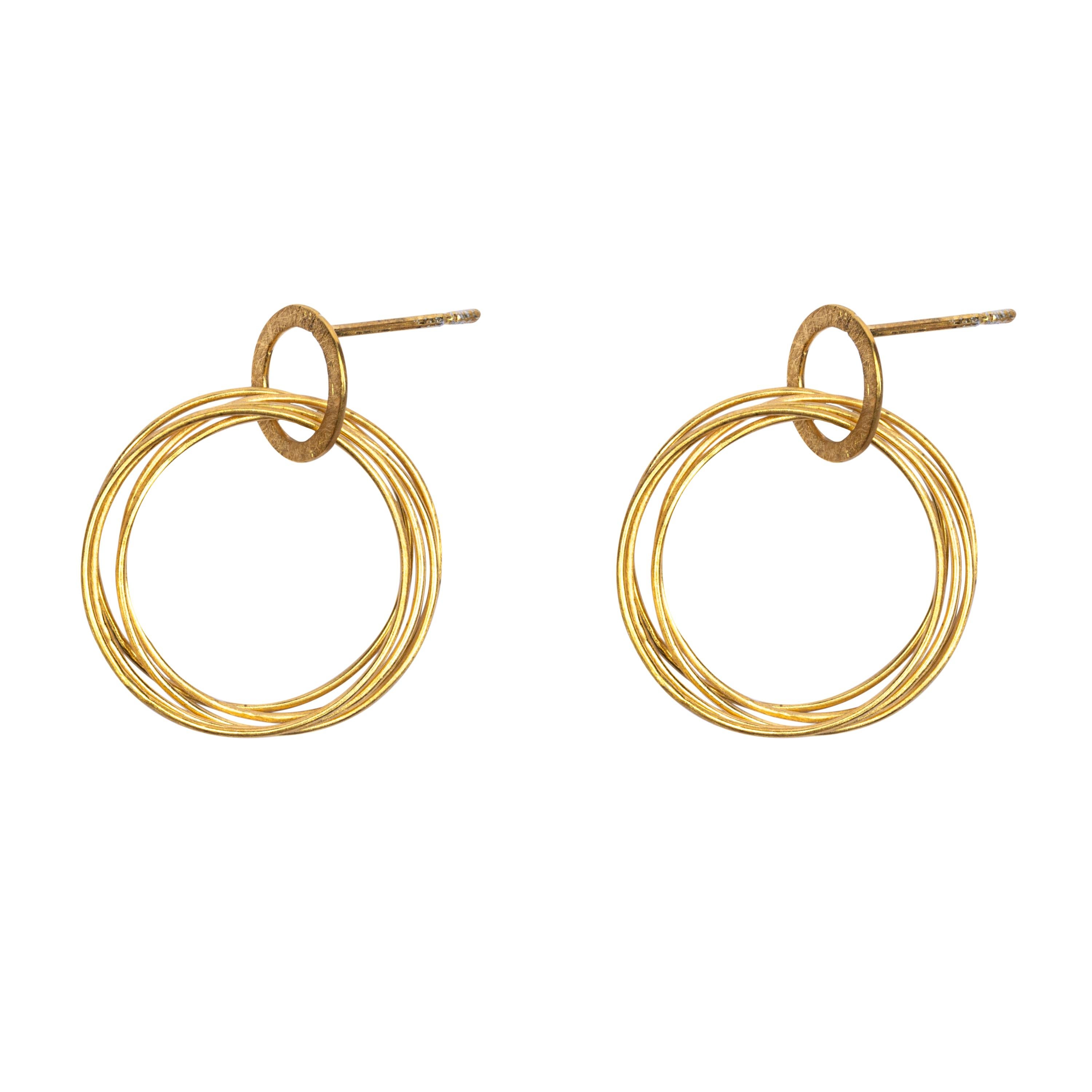 Contemporain Alex Jona, boucles d'oreilles pendantes multi-créoles en or jaune 18 carats en vente