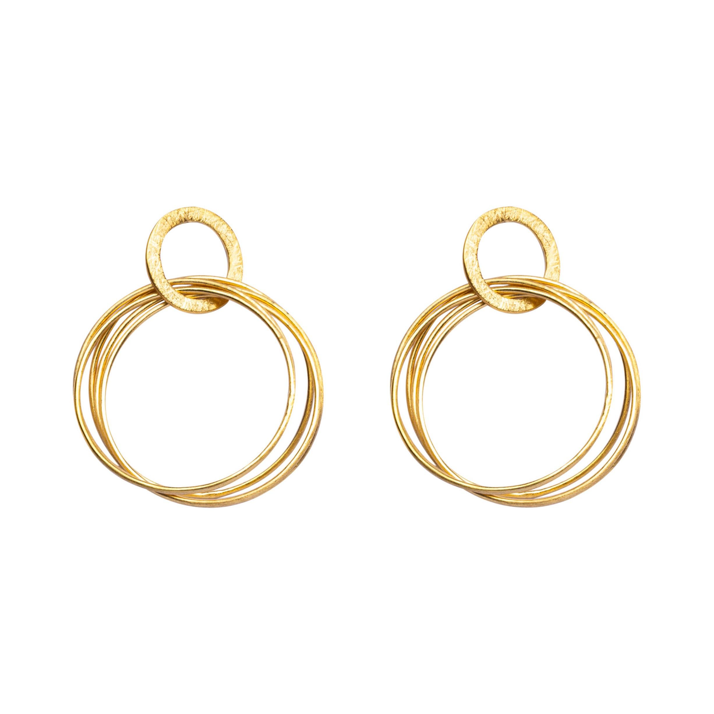 Alex Jona, boucles d'oreilles pendantes multi-créoles en or jaune 18 carats en vente