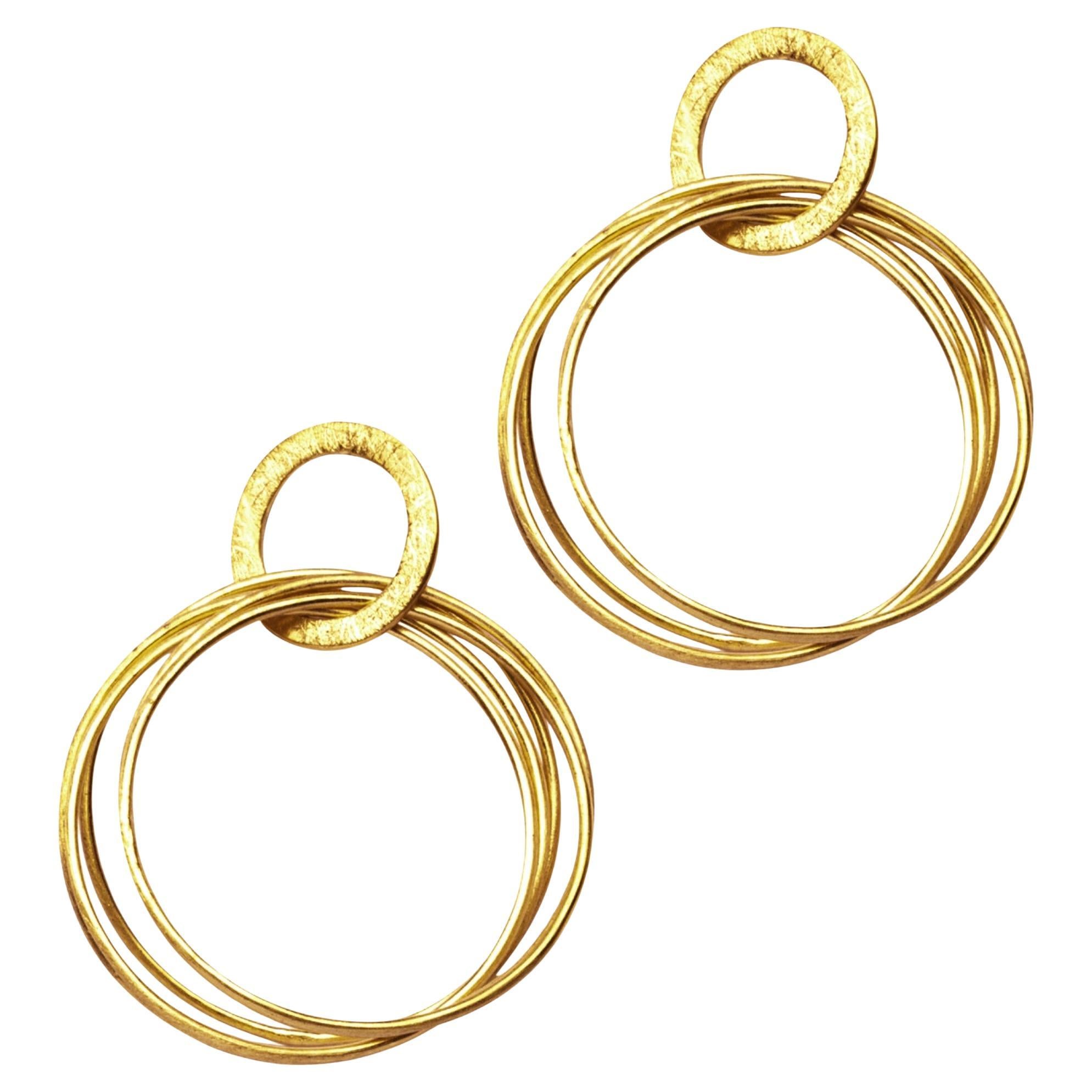 Alex Jona 18 Karat Yellow Gold Multi Hoop Pendant Earrings
