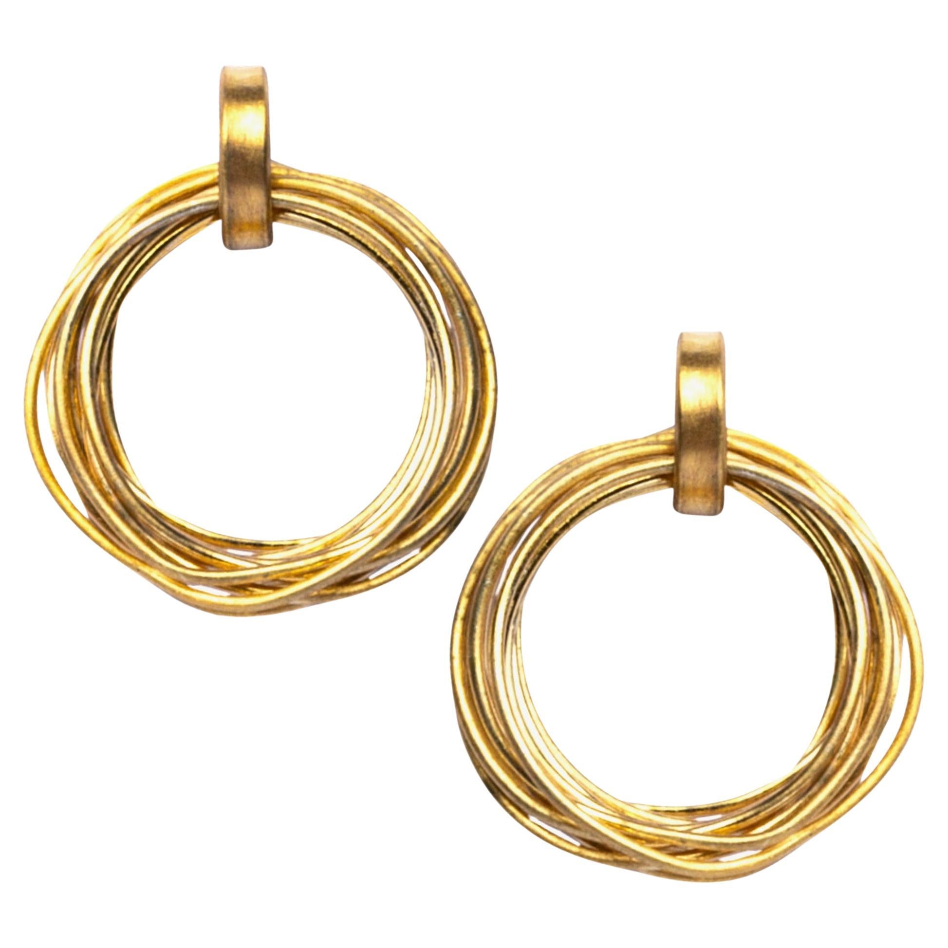 Alex Jona 18 Karat Yellow Gold Multiple Circle Stud Earrings For Sale