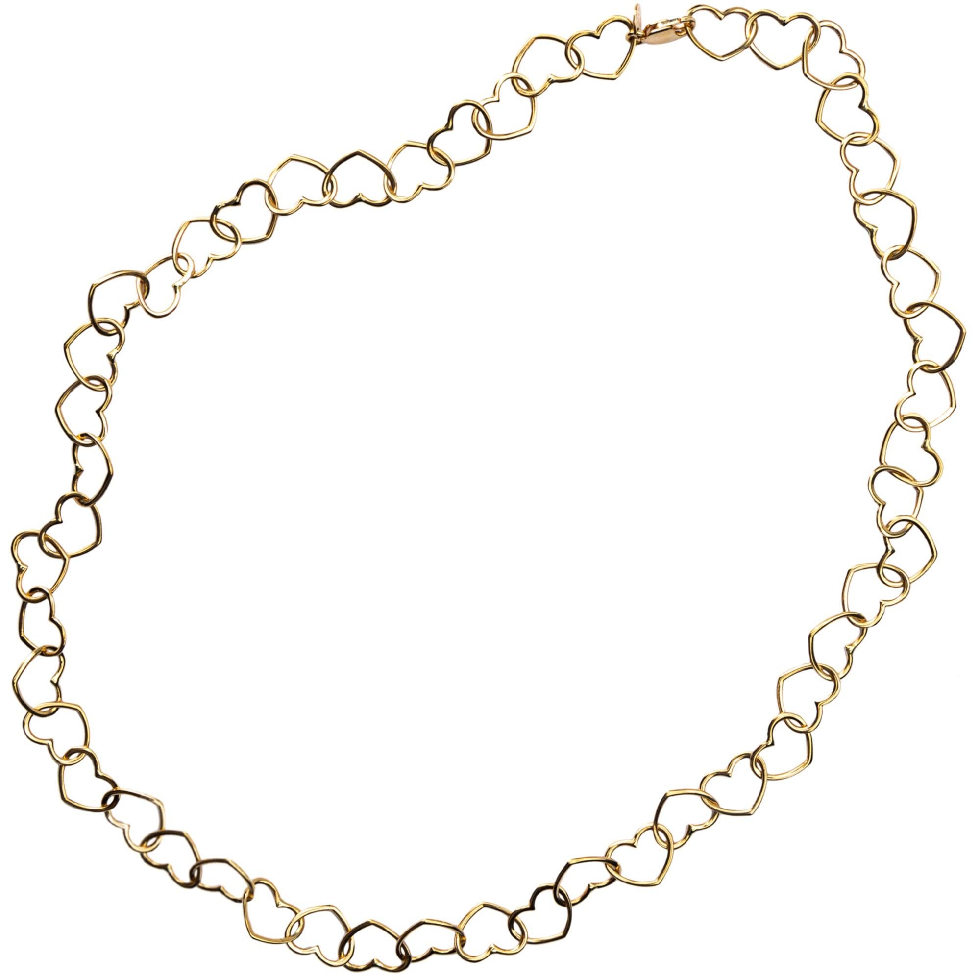 Alex Jona 18 Karat Yellow Gold Multiple Heart Link Chain Necklace
