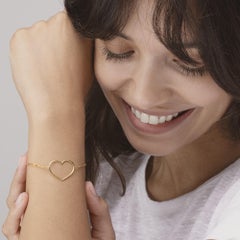 Alex Jona 18 Karat Yellow Gold Open Heart Chain Bracelet