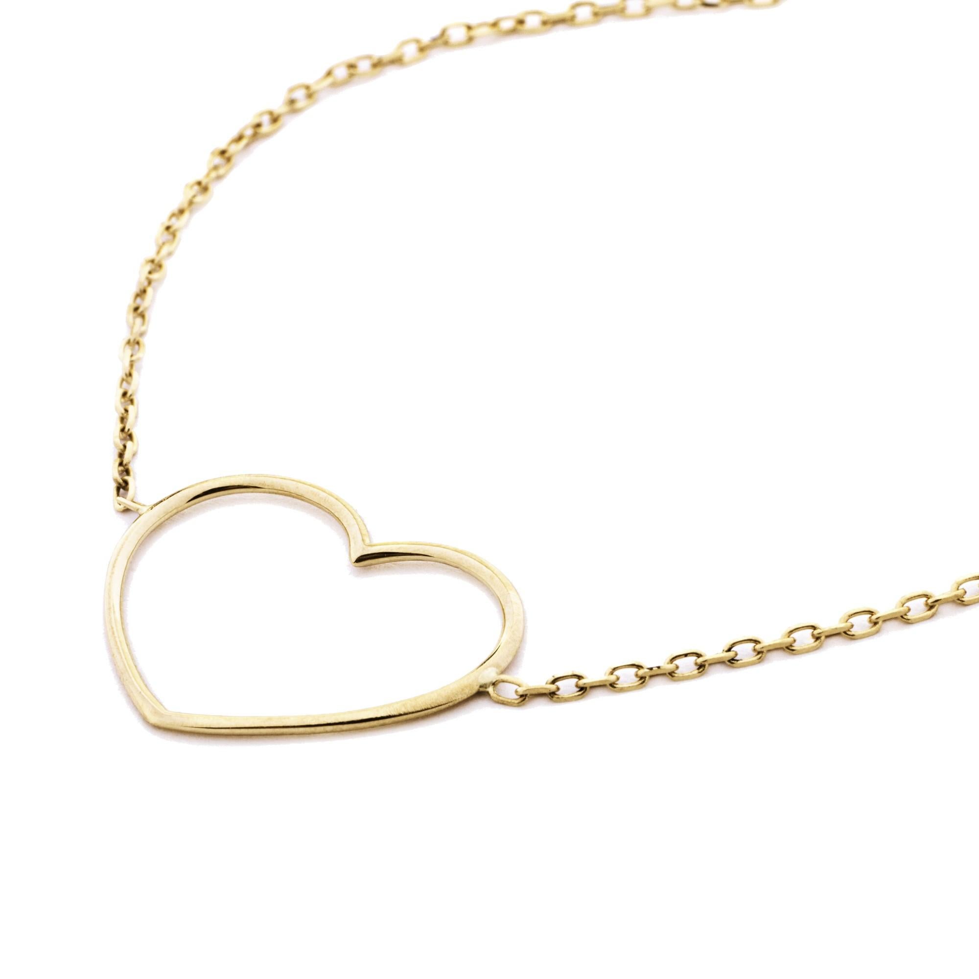 Alex Jona 18 Karat Yellow Gold Open Heart Chain Bracelet In New Condition For Sale In Torino, IT
