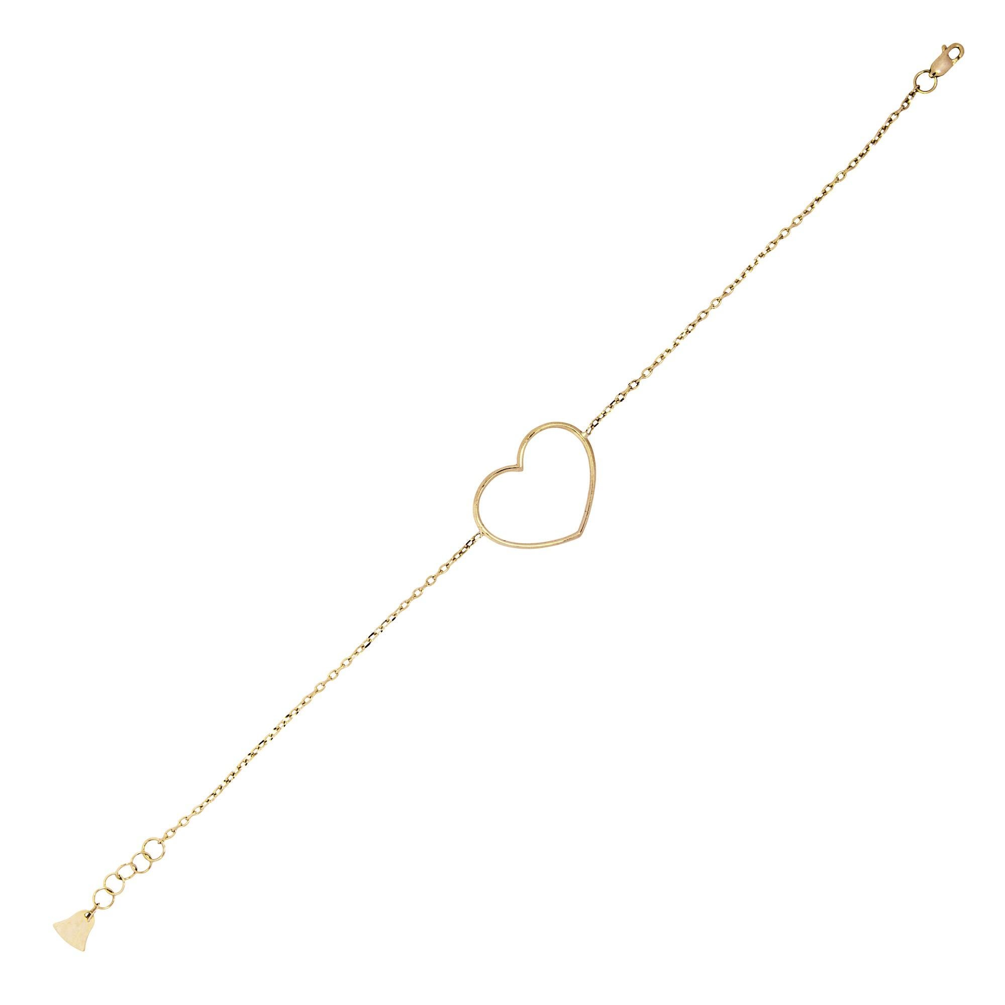 Alex Jona Bracelet en or jaune 18 carats avec chaîne en forme de cœur ouvert Pour femmes en vente
