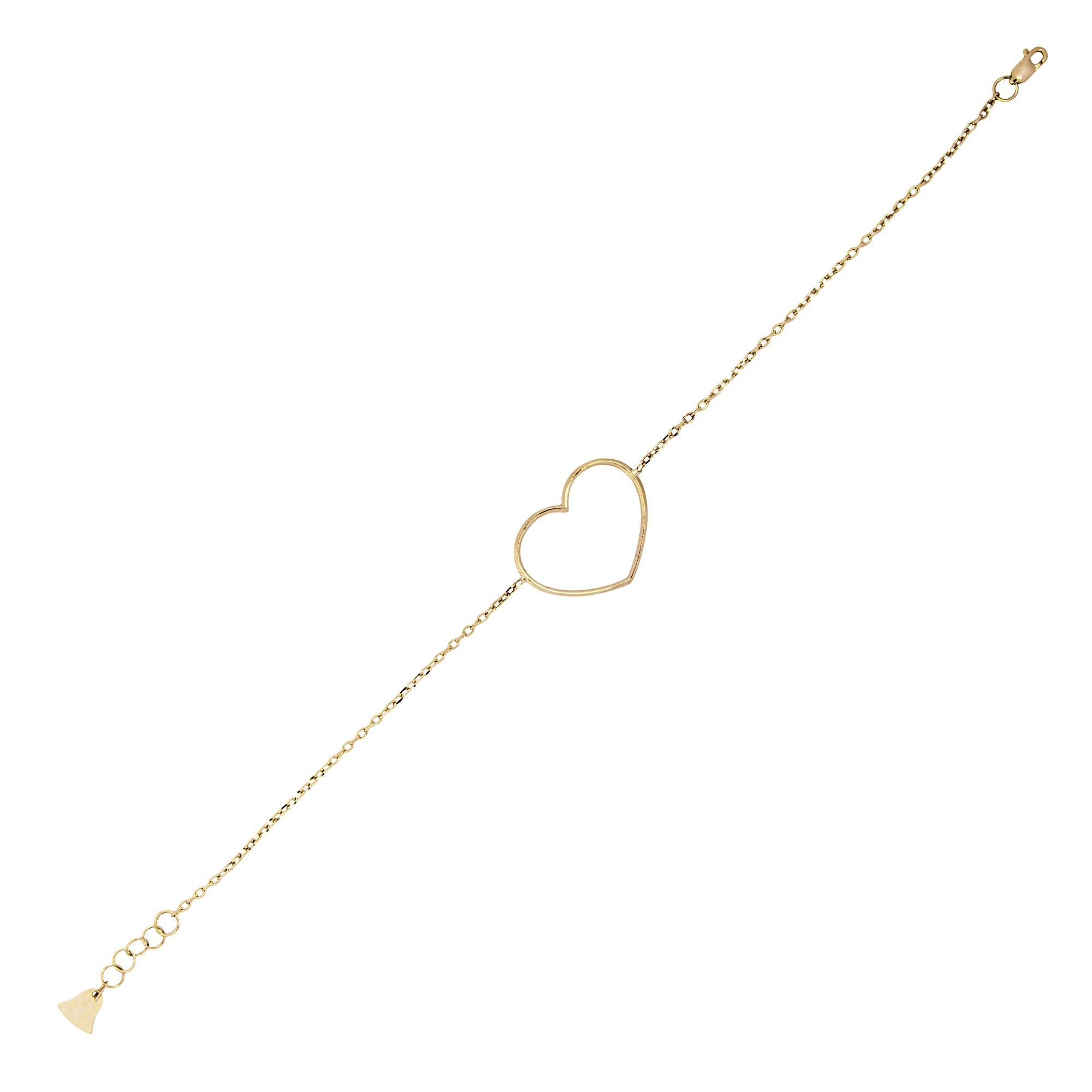 Women's Alex Jona 18 Karat Yellow Gold Open Heart Chain Bracelet For Sale