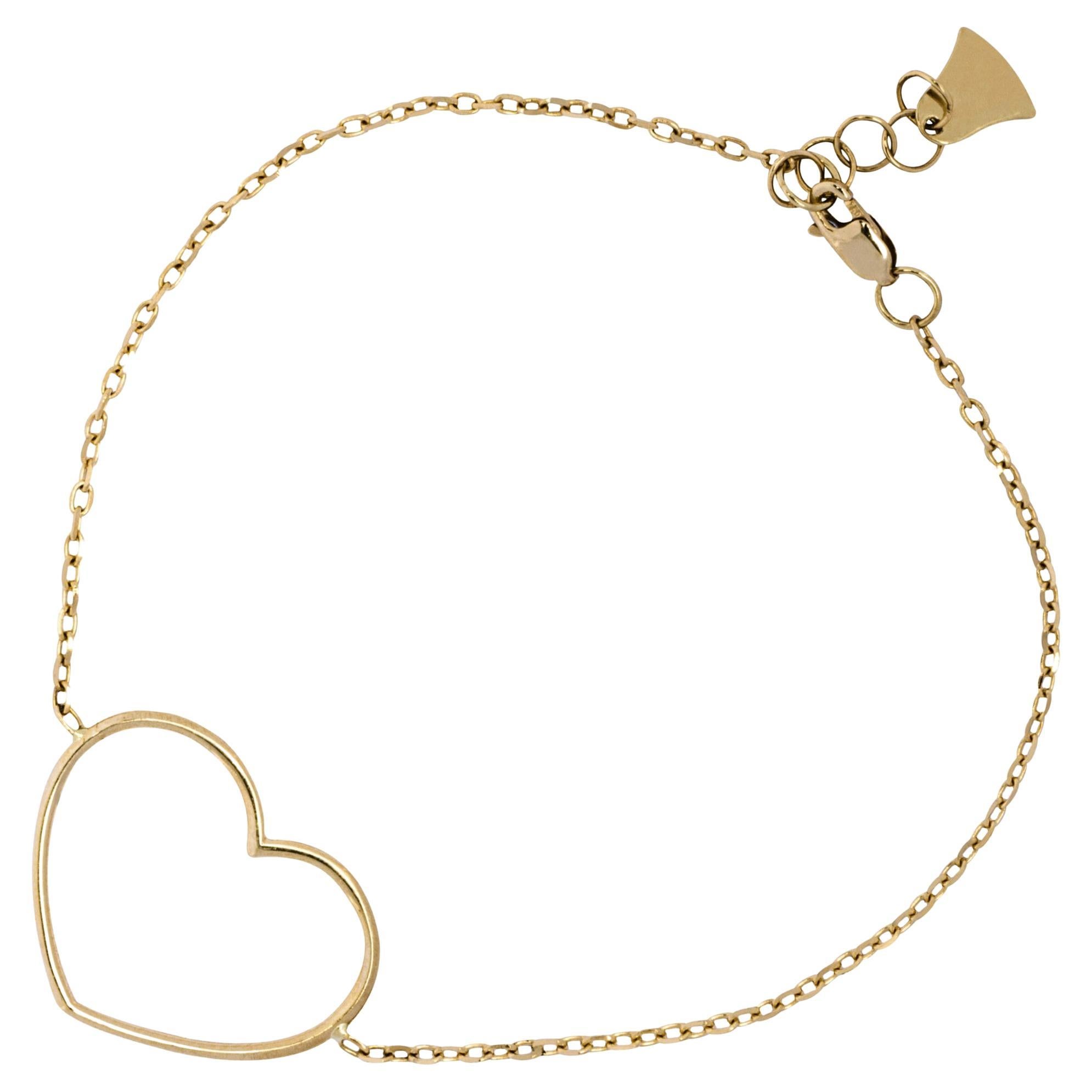 Alex Jona Bracelet en or jaune 18 carats avec chaîne en forme de cœur ouvert en vente
