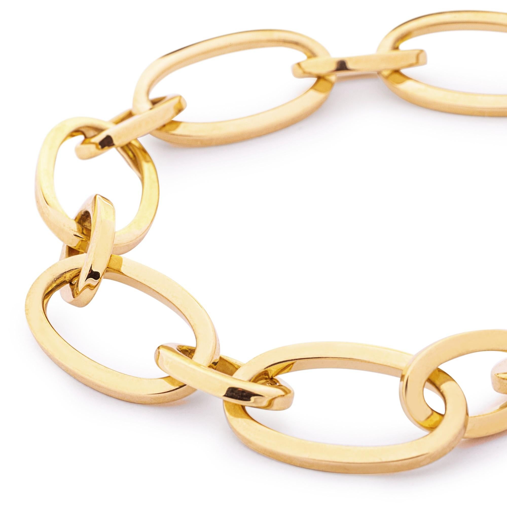 Alex Jona Or jaune 18 carats  Bracelet en chaîne à maillons ovales Neuf - En vente à Torino, Piedmont