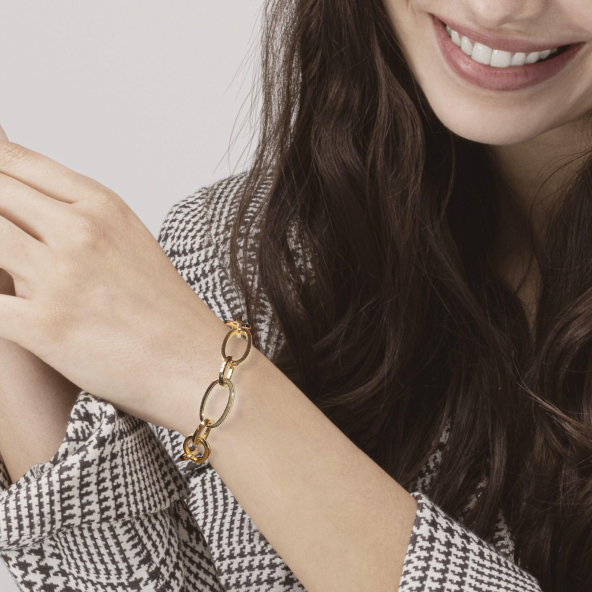 Alex Jona Or jaune 18 carats  Bracelet en chaîne à maillons ovales Unisexe en vente