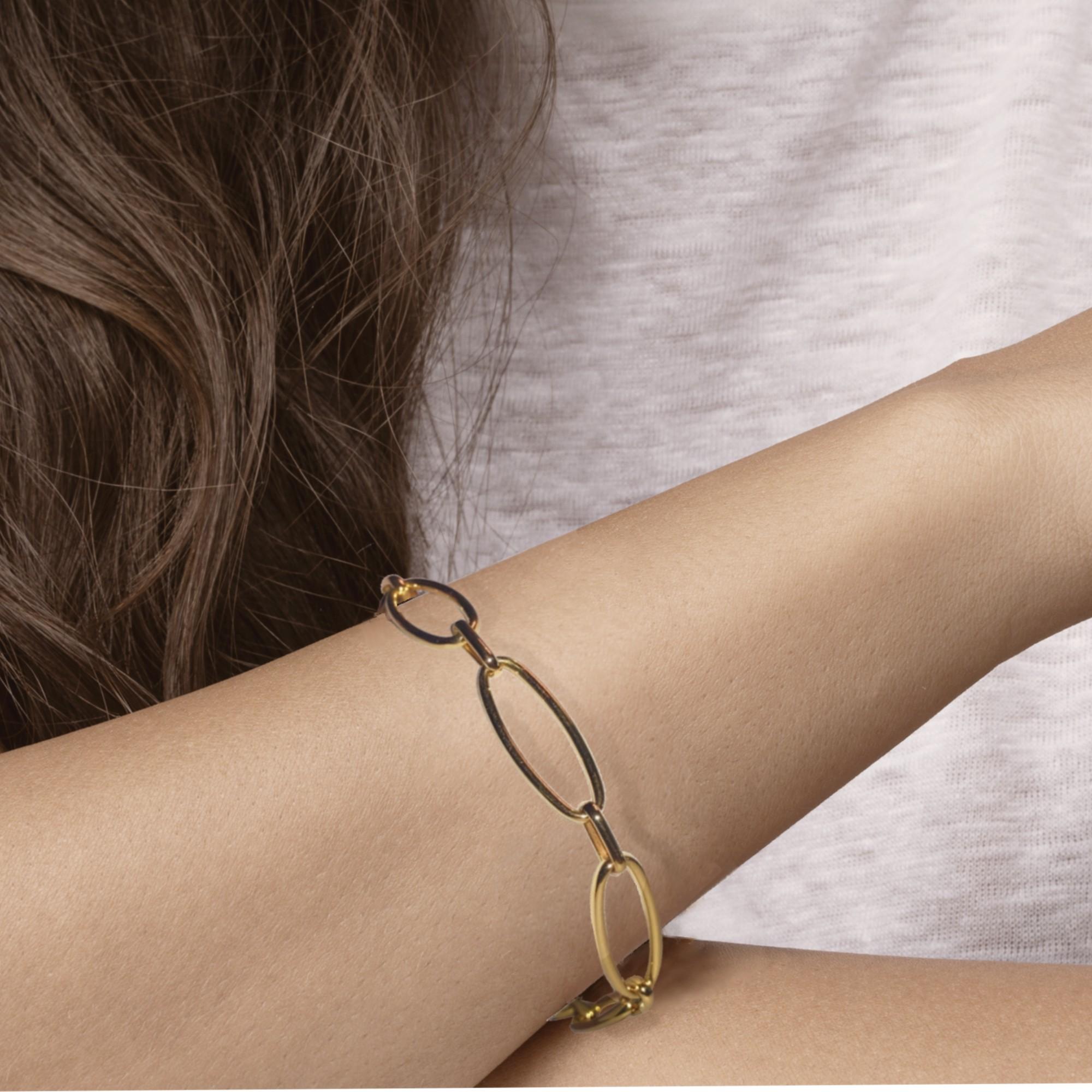 Alex Jona Or jaune 18 carats  Bracelet en chaîne à maillons ovales Unisexe en vente