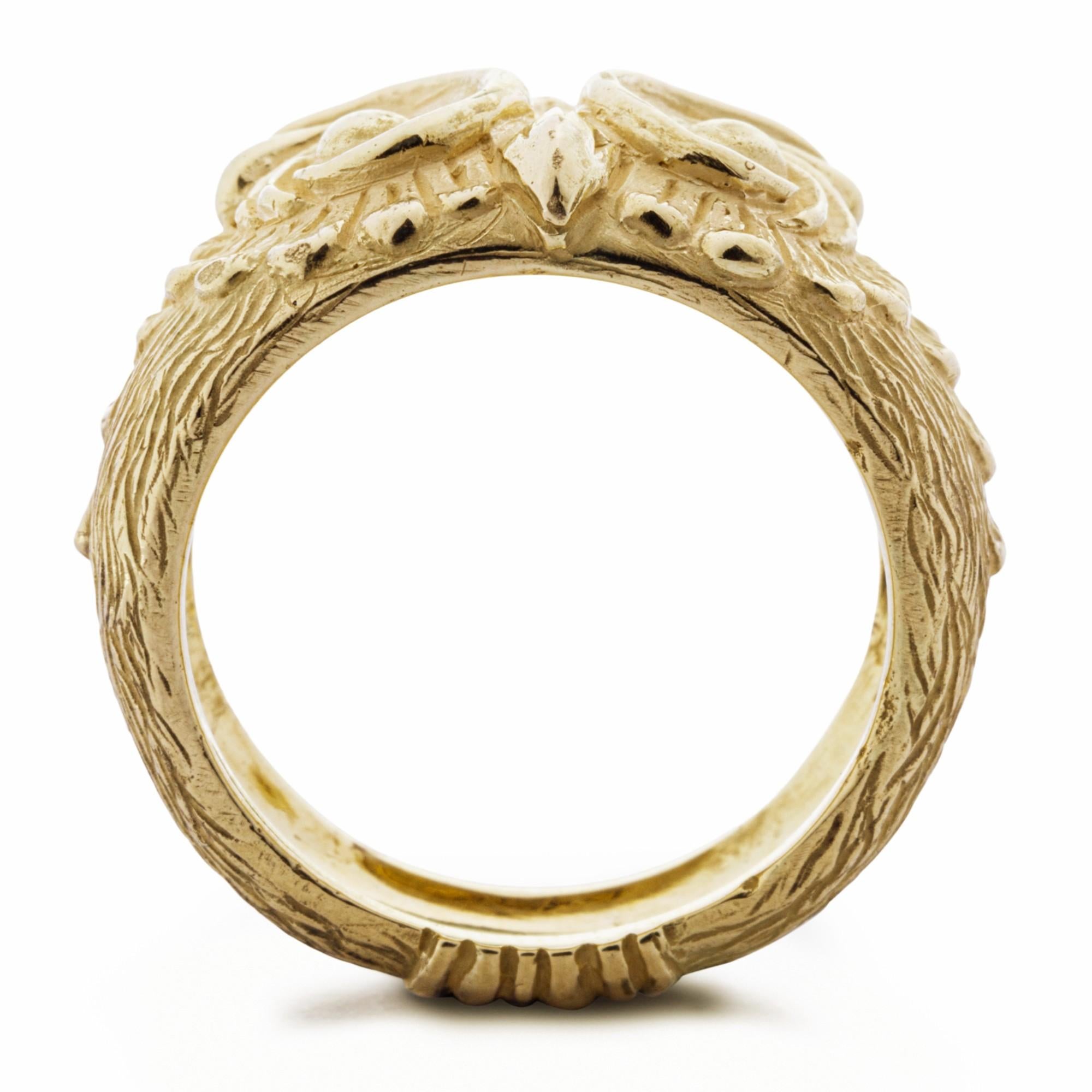 Women's Alex Jona 18 Karat Yellow Gold Owl Ring For Sale