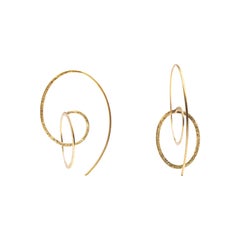 Alex Jona Brushed 18 Karat Yellow Gold Pendant Earrings