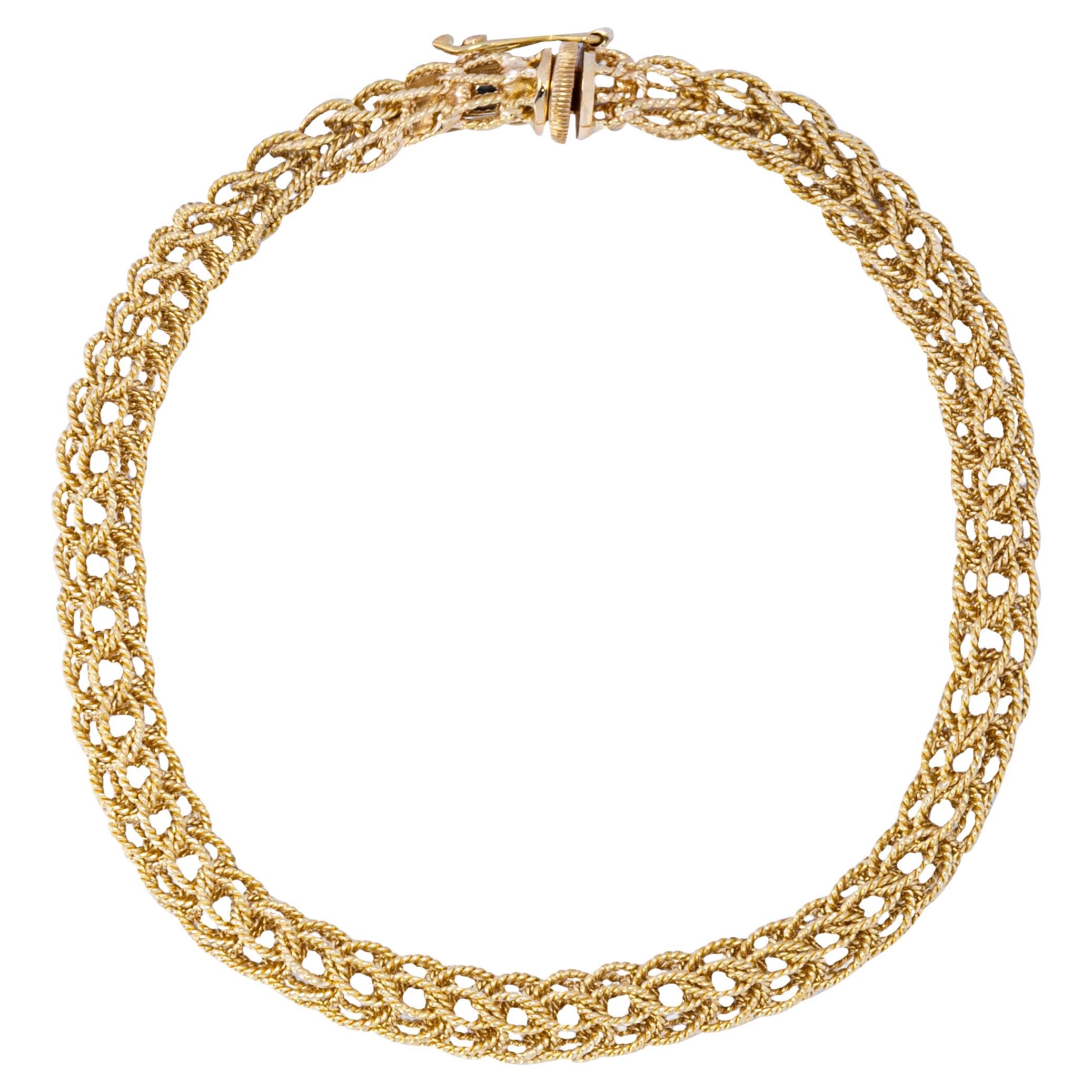 Alex Jona 18 Karat Yellow Gold Pizzo Link Bracelet For Sale