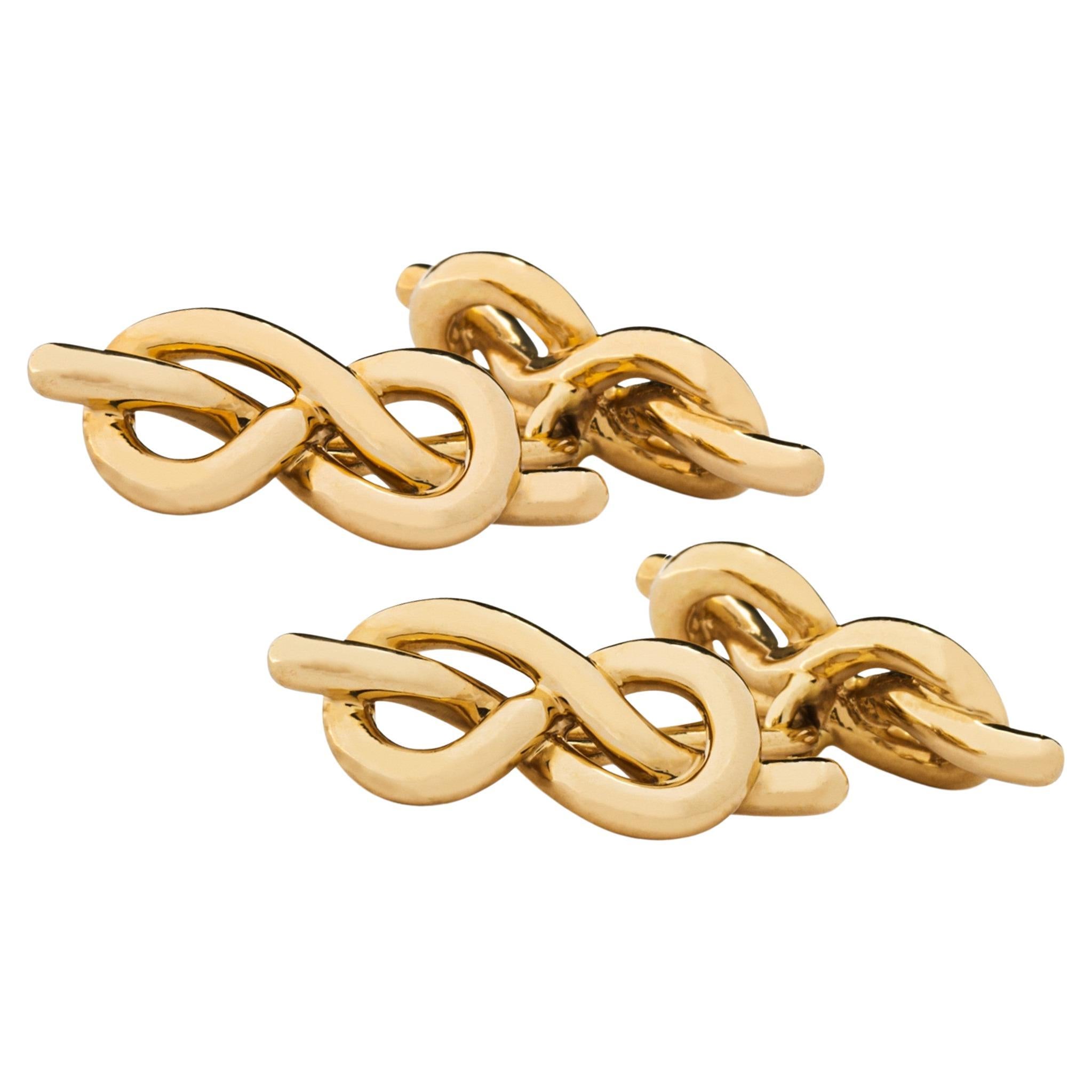 Alex Jona 18 Karat Yellow Gold Savoia Knot Cufflinks For Sale