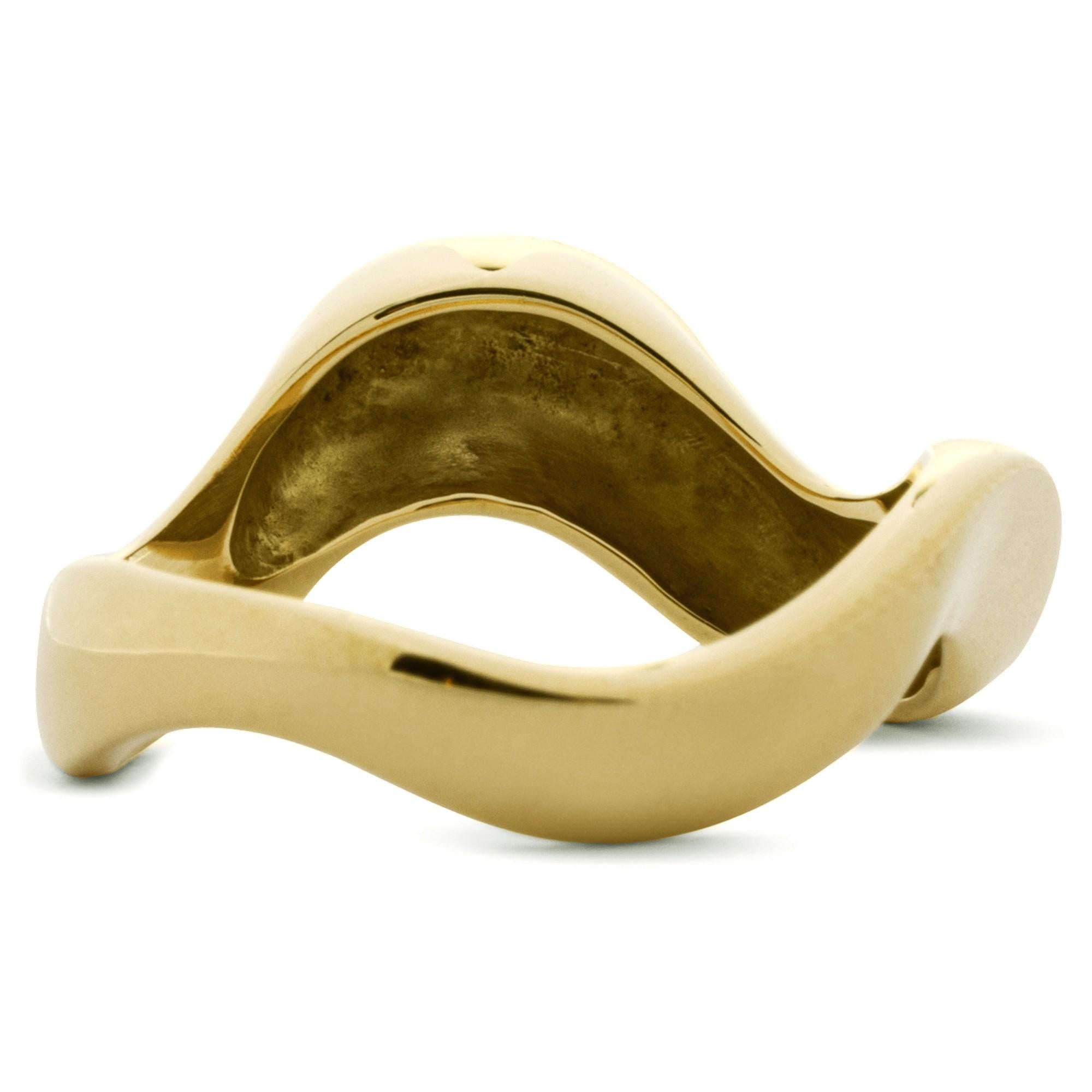 Alex Jona 18 Karat Yellow Gold Slide Wave Ring For Sale 2