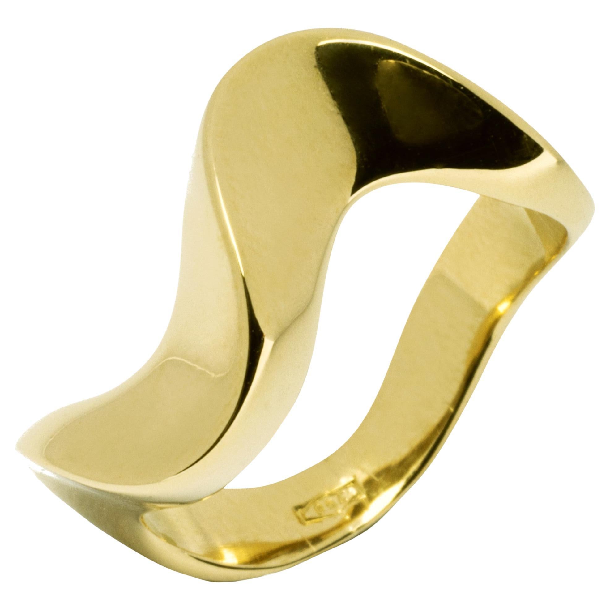 Alex Jona 18 Karat Yellow Gold Slide Wave Ring For Sale
