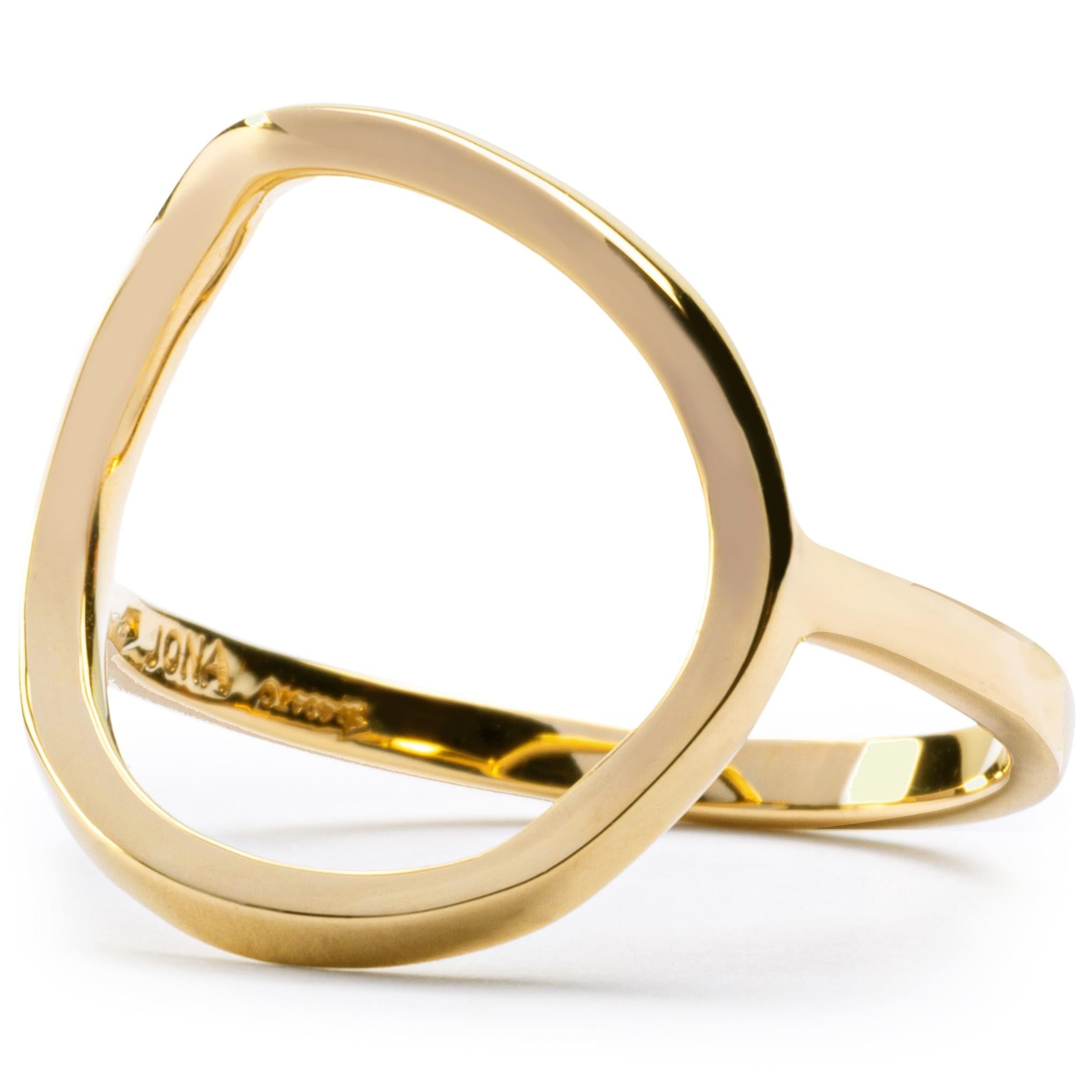 Alex Jona Anillo de oro amarillo de 18 quilates con aro pequeño abierto en forma de círculo
