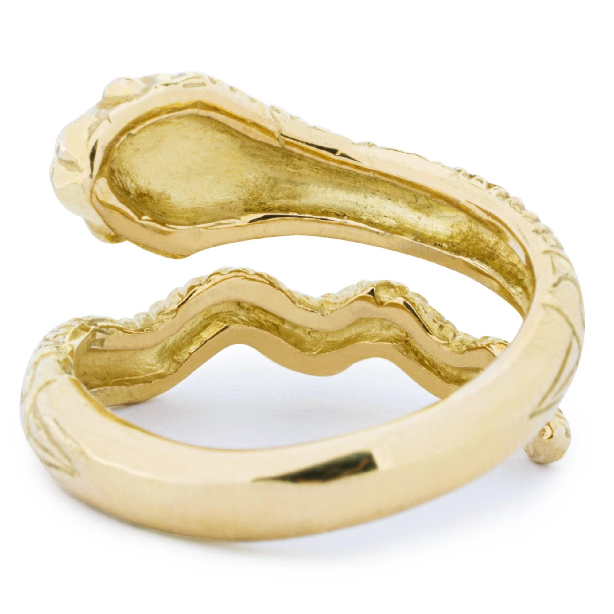 Alex Jona 18 Karat Yellow Gold Snake Ring For Sale 2