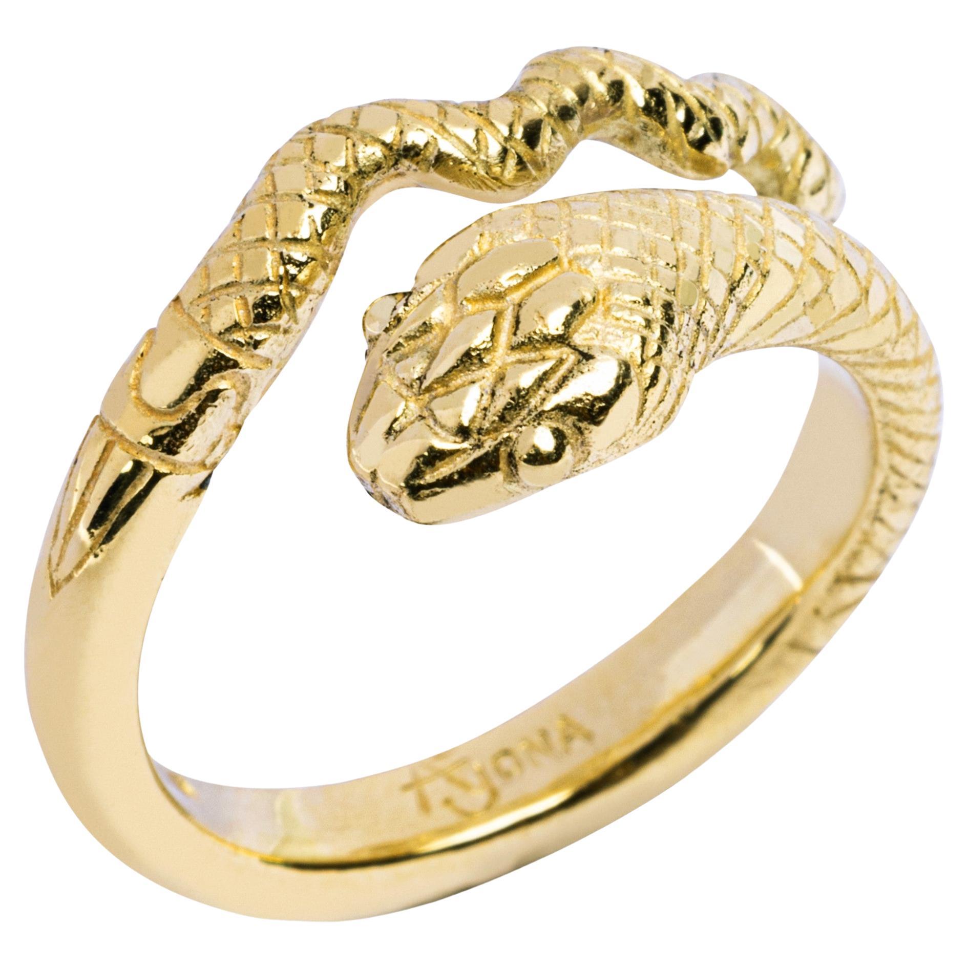 Alex Jona 18 Karat Yellow Gold Snake Ring For Sale