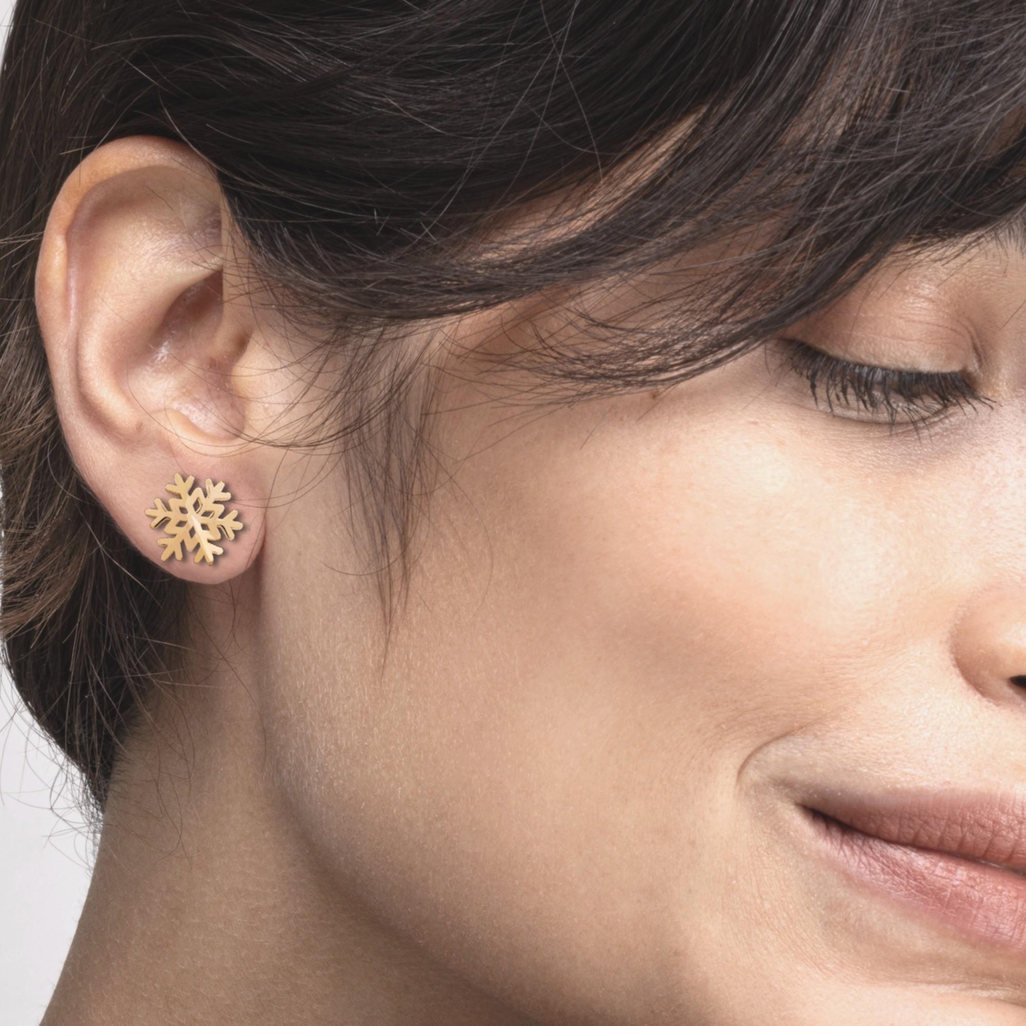 Women's Alex Jona 18 Karat Yellow Gold Snowflake Stud Earrings For Sale
