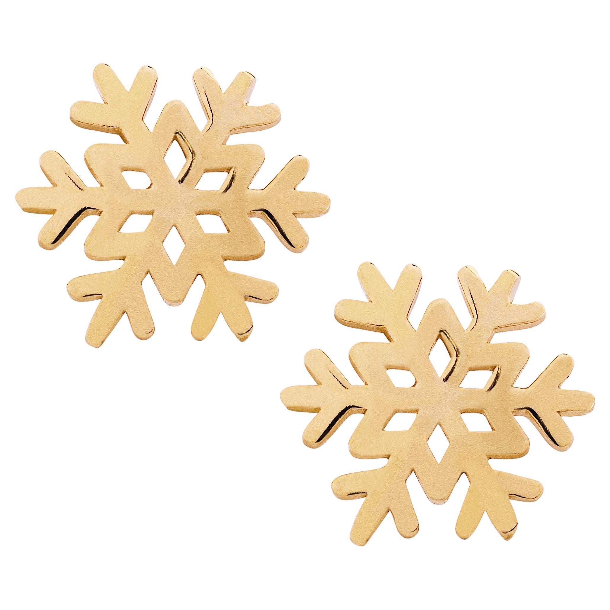 Alex Jona 18 Karat Yellow Gold Snowflake Stud Earrings