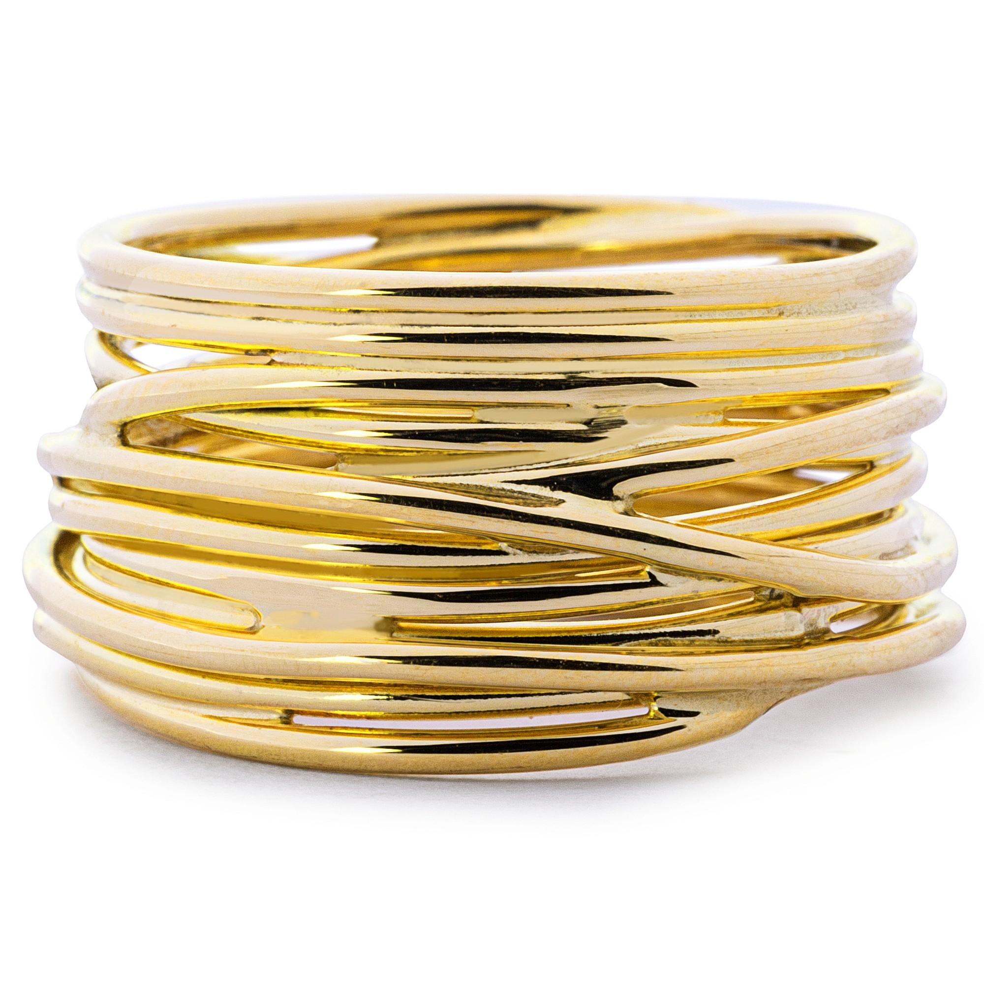 Women's or Men's Alex Jona 18 Karat Yellow Gold Spaghetti Ring Band For Sale