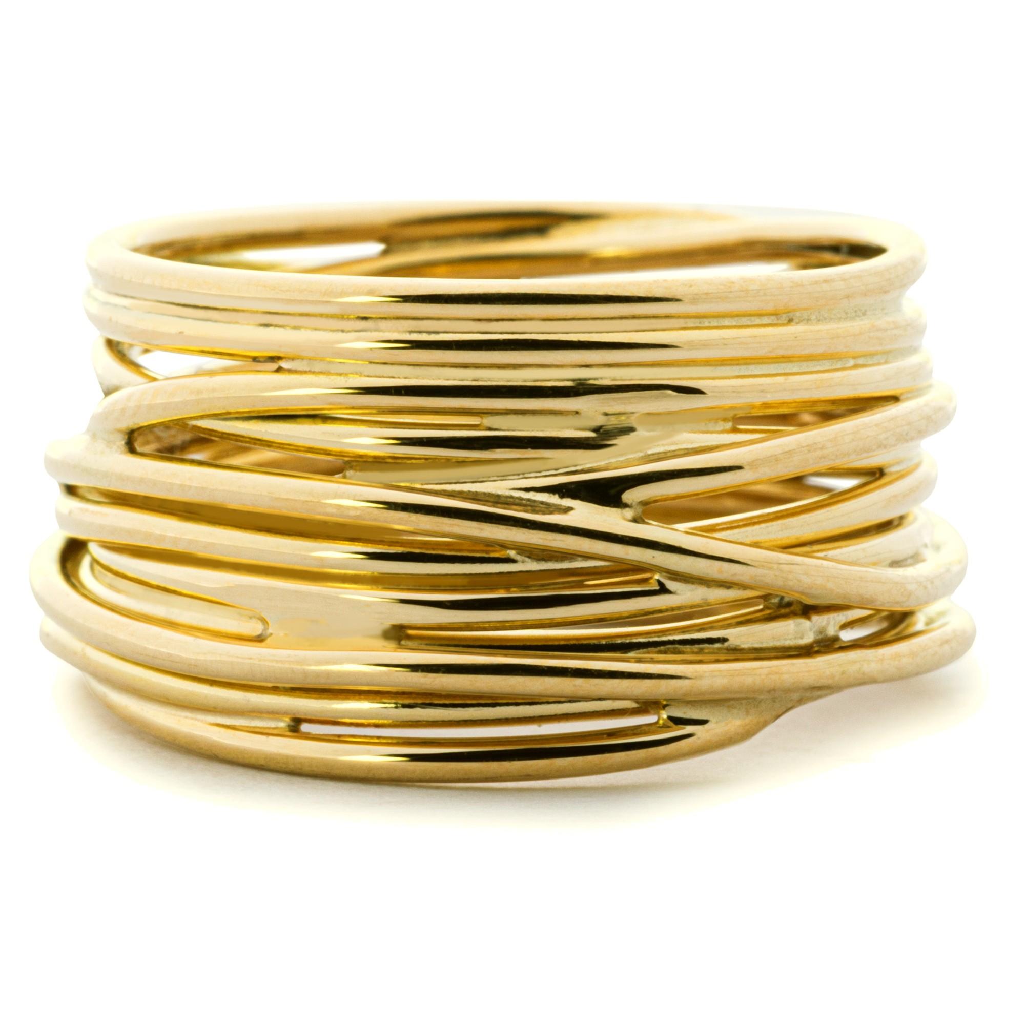Alex Jona 18 Karat Yellow Gold Spaghetti Ring Band In New Condition For Sale In Torino, IT