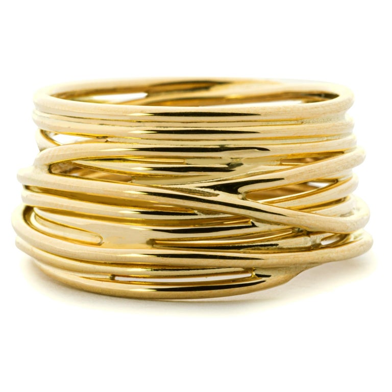 Alex Jona 18 Karat Yellow Gold Spaghetti Ring Band For Sale at 1stDibs