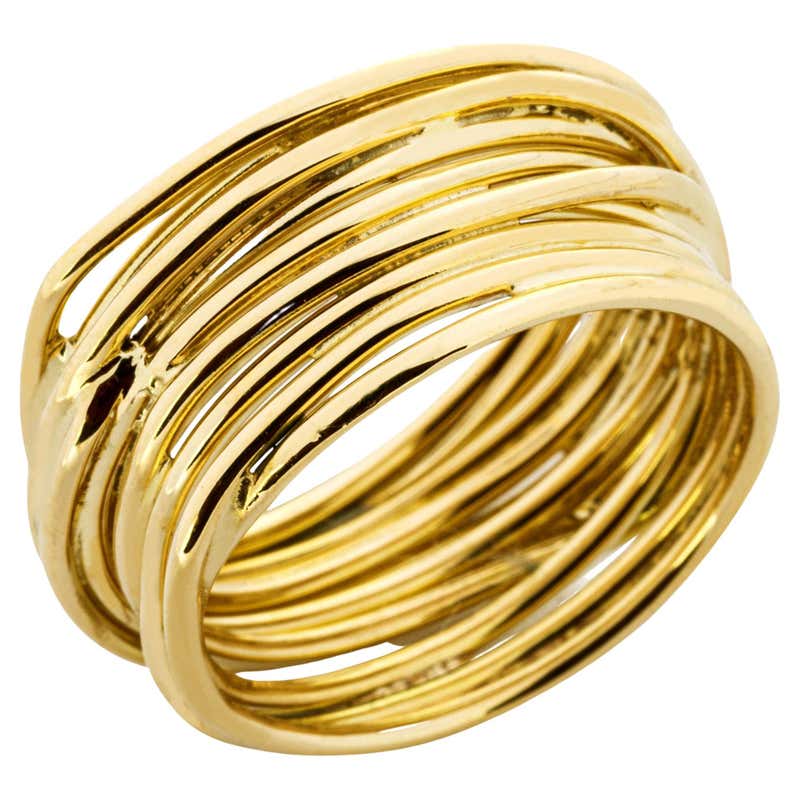 22k Gold Hammered Thick Stacking Rings For Sale at 1stDibs