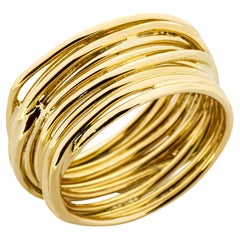 Vintage Alex Jona 18 Karat Yellow Gold Spaghetti Ring Band