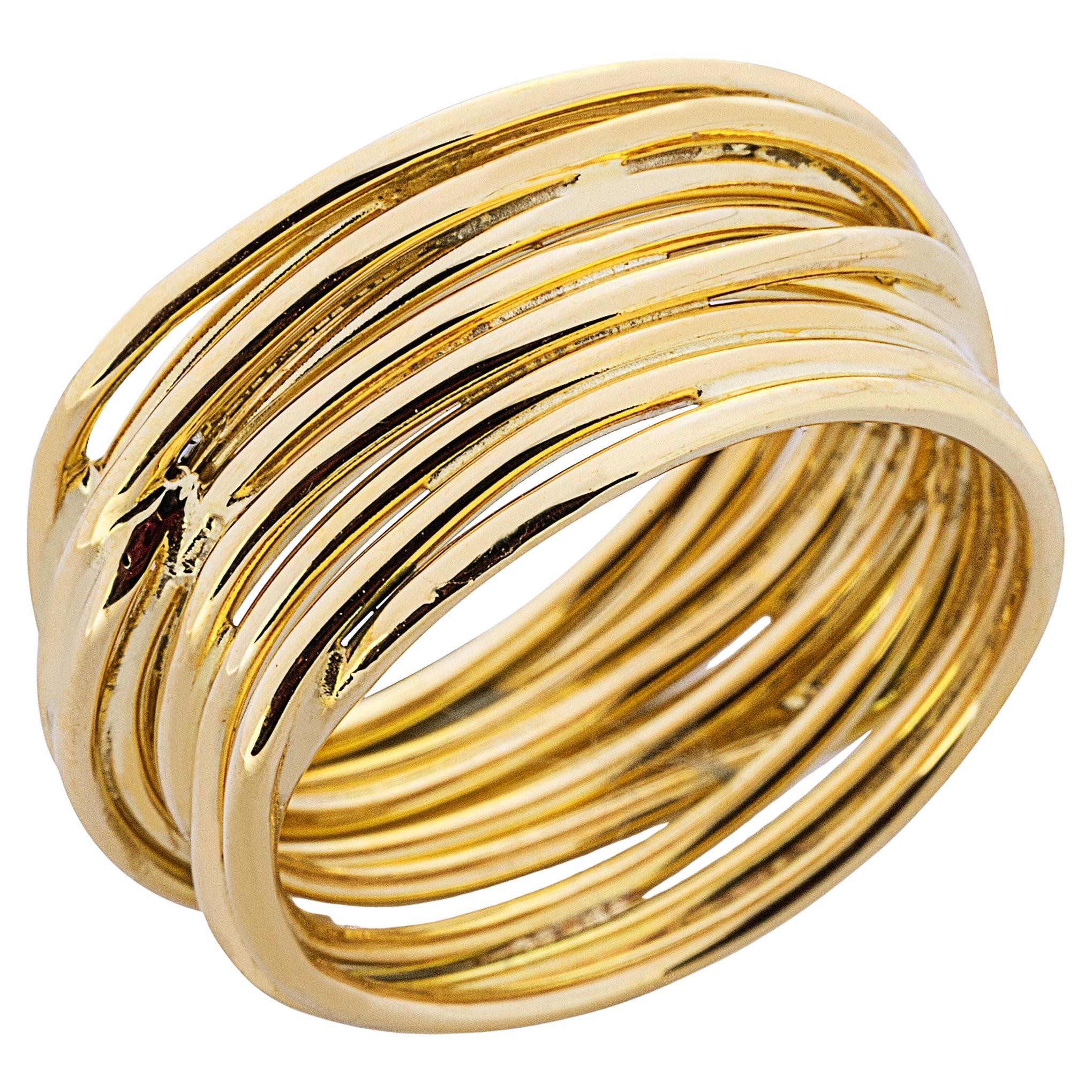Alex Jona 18 Karat Yellow Gold Spaghetti Ring Band