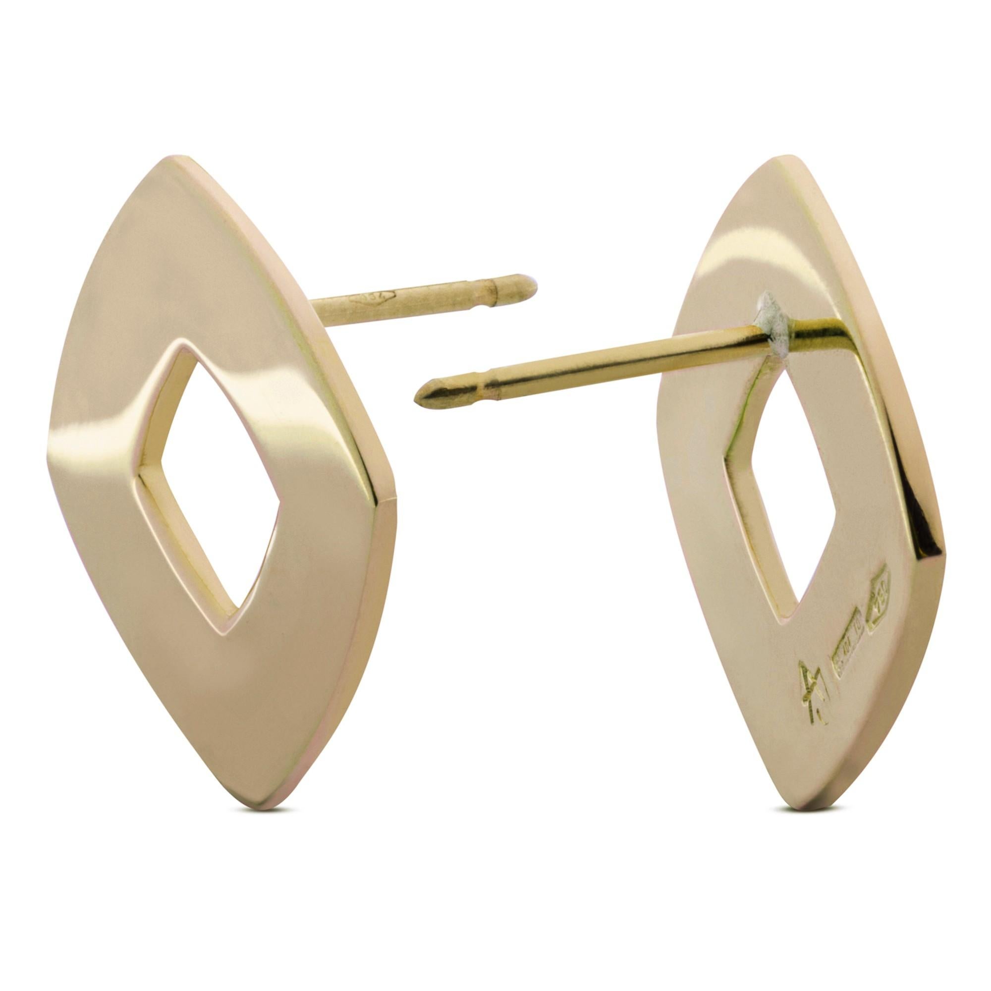 Alex Jona 18 Karat Yellow Gold Square Stud Earrings In New Condition For Sale In Torino, IT