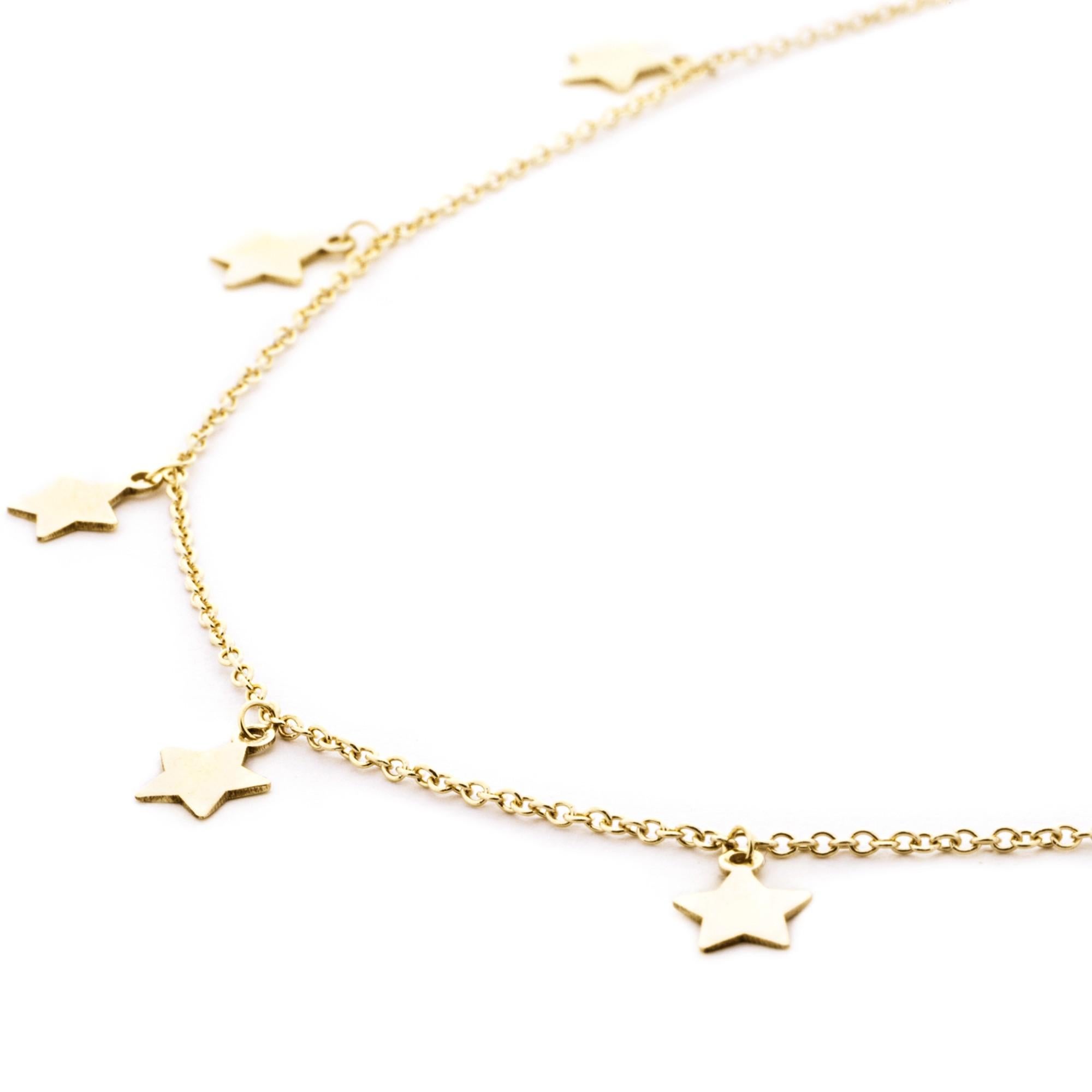 Alex Jona 18 Karat Yellow Gold Star Chain Necklace In New Condition For Sale In Torino, IT