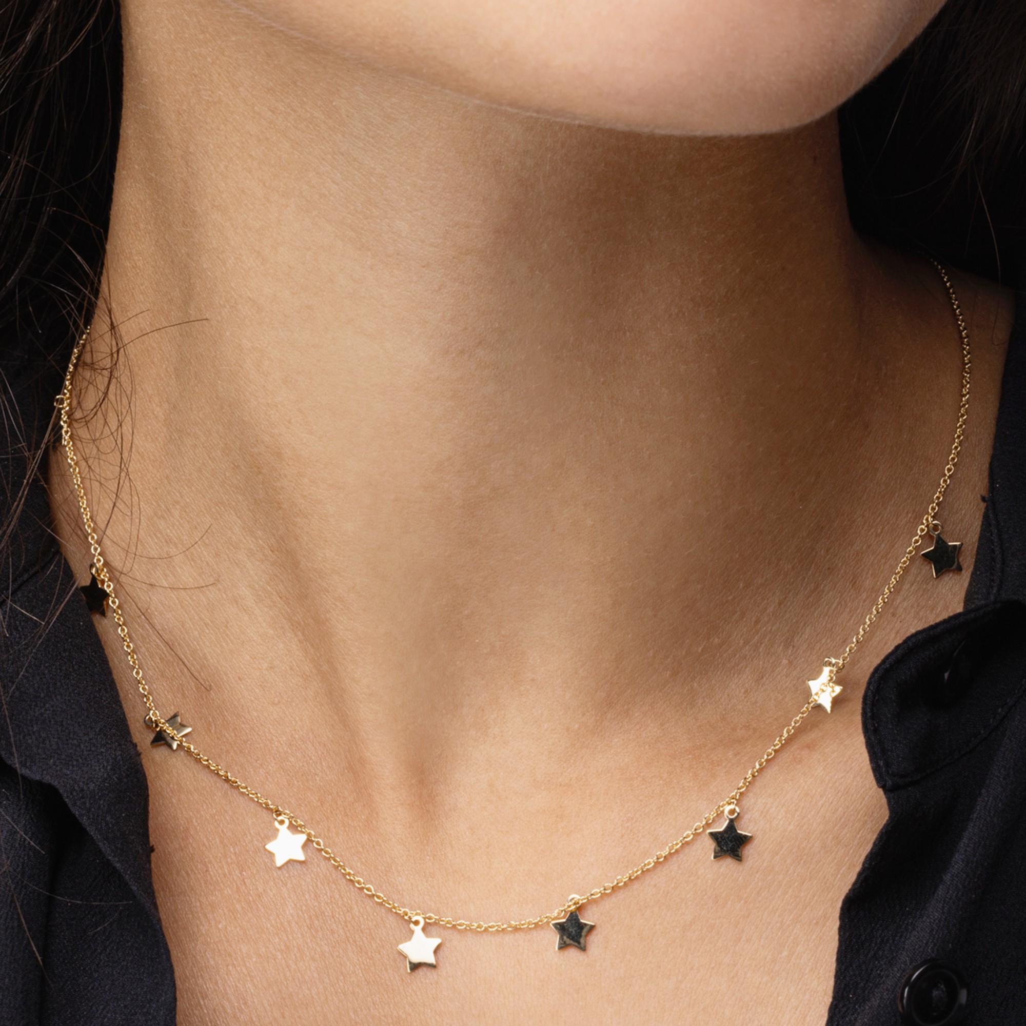 Alex Jona 18 Karat Yellow Gold Star Chain Necklace For Sale 1