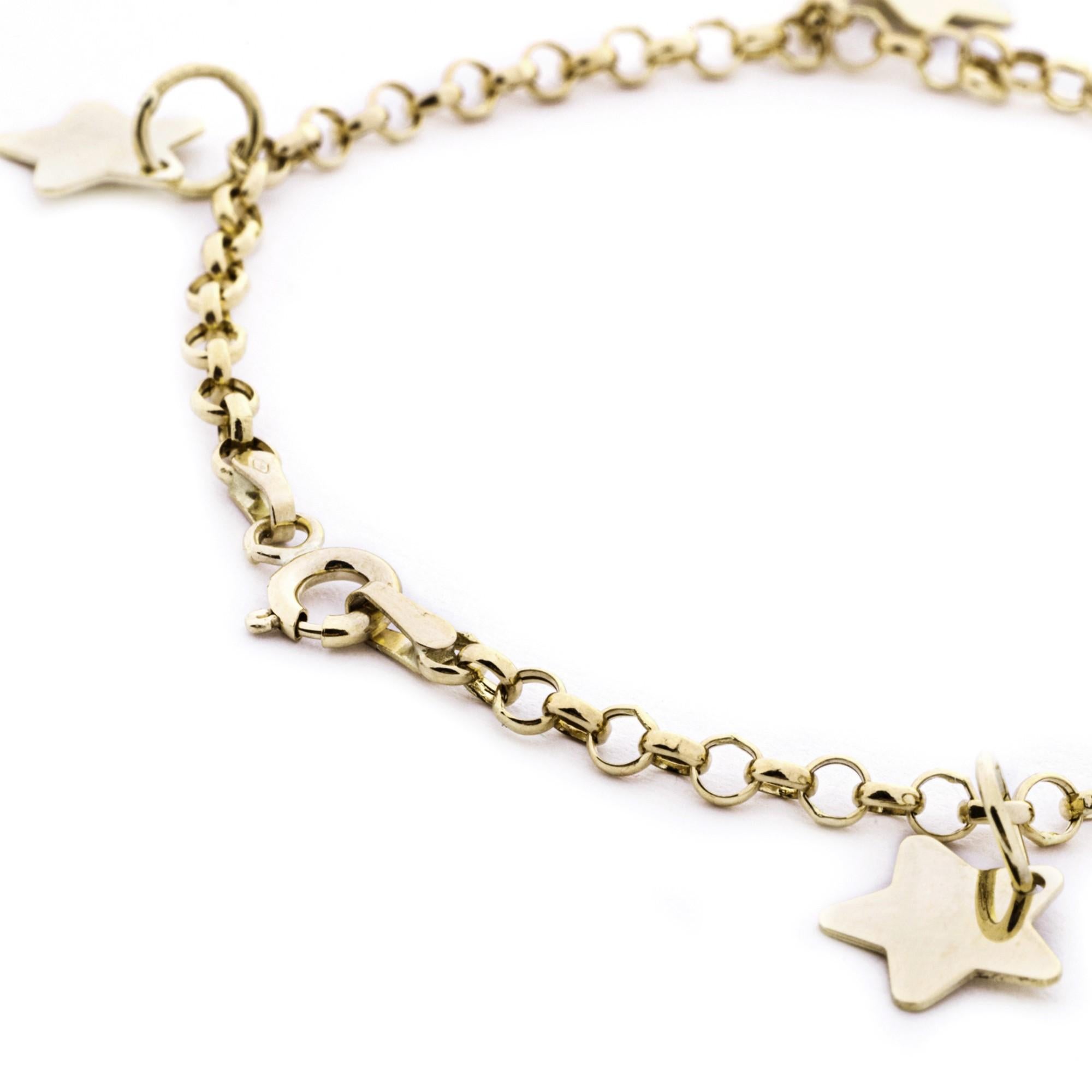 Alex Jona 18 Karat Yellow Gold Star Charm Bracelet For Sale 2
