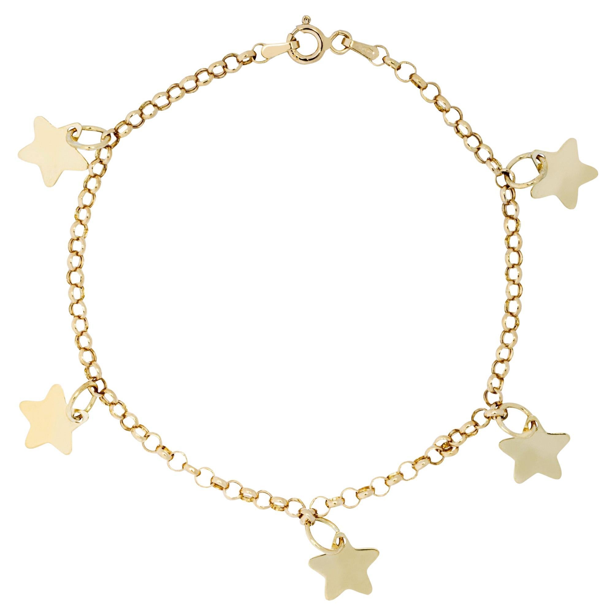 Alex Jona 18 Karat Yellow Gold Star Charm Bracelet For Sale