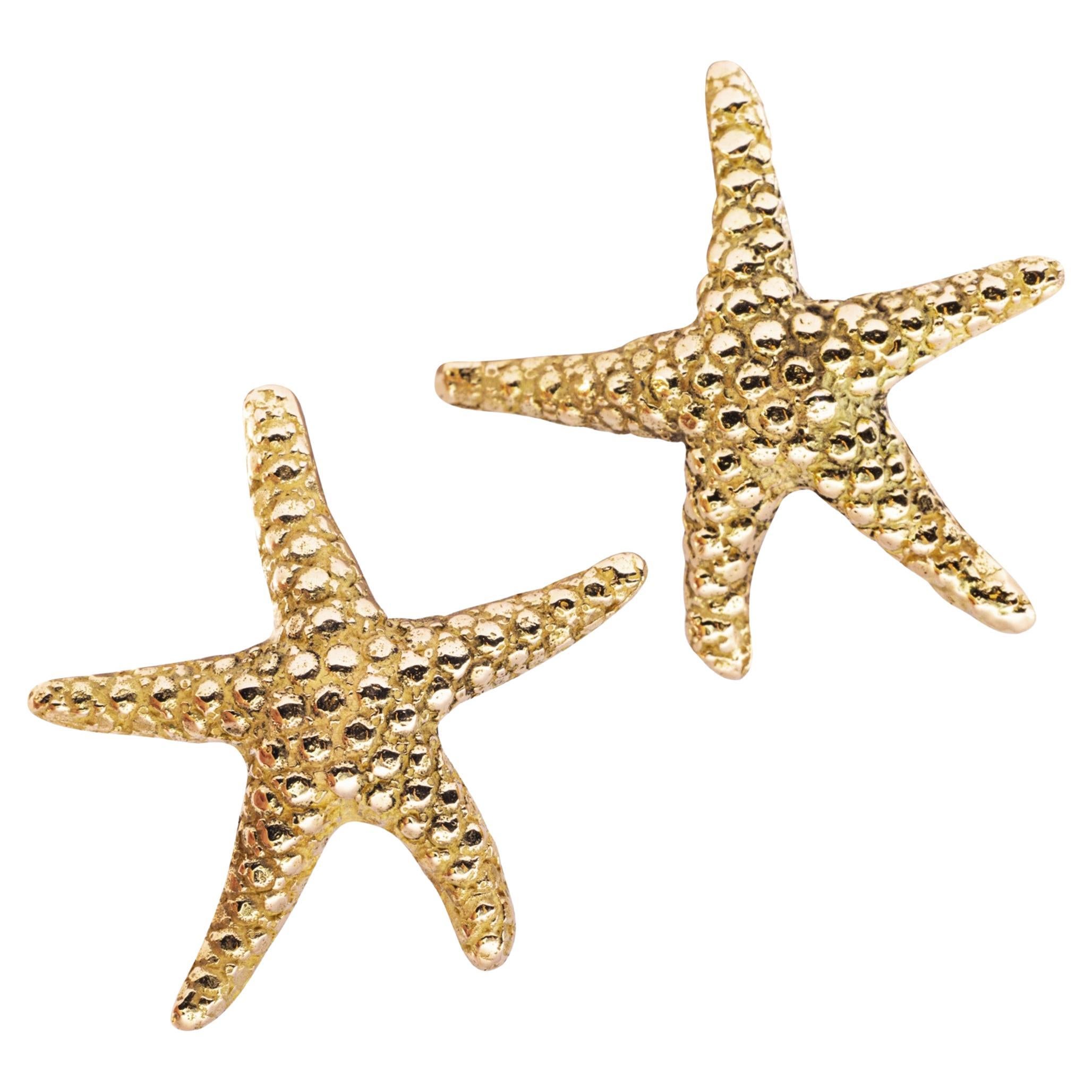 Alex Jona 18 Karat Yellow Gold Starfish Earrings For Sale
