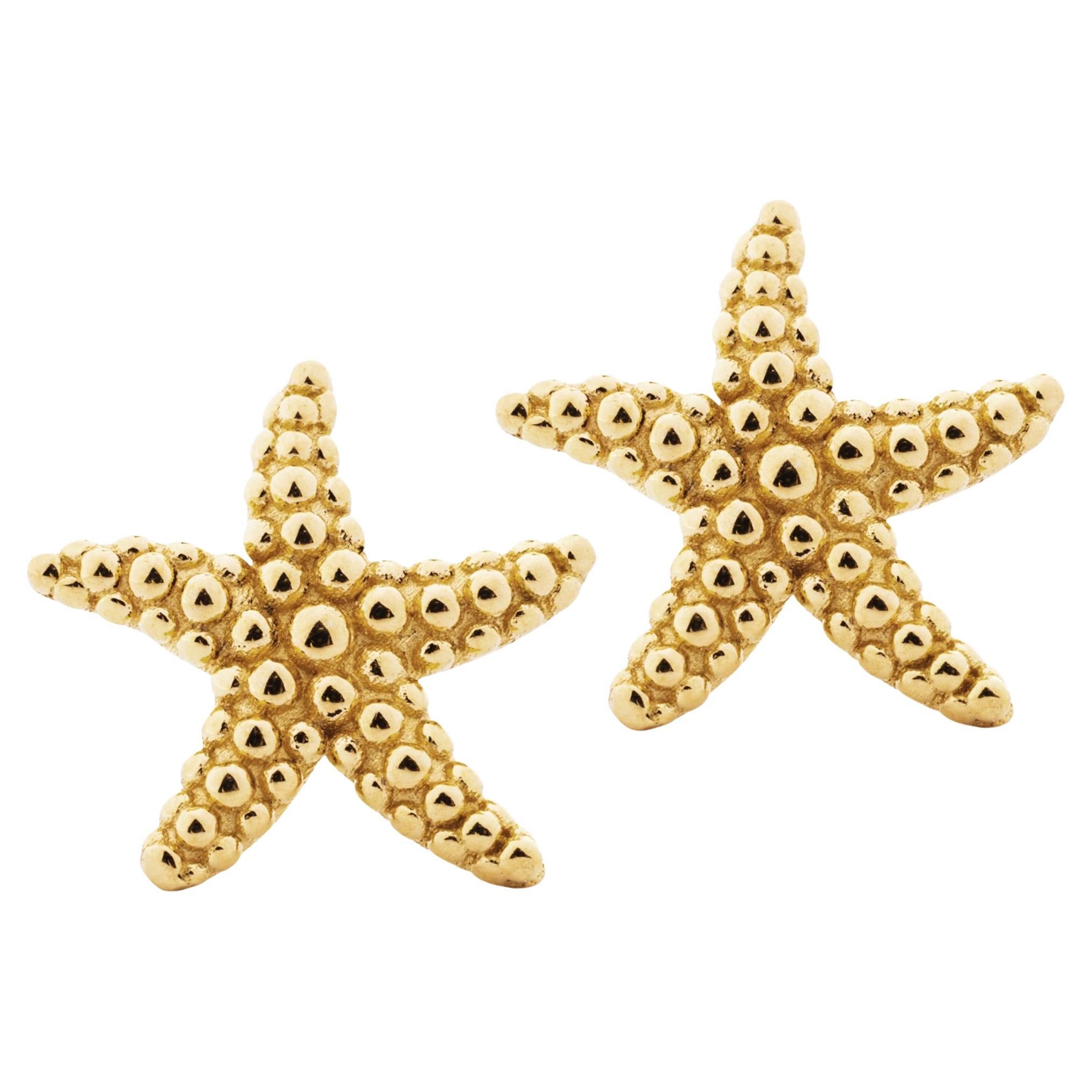 Alex Jona 18 Karat Yellow Gold Starfish Earrings