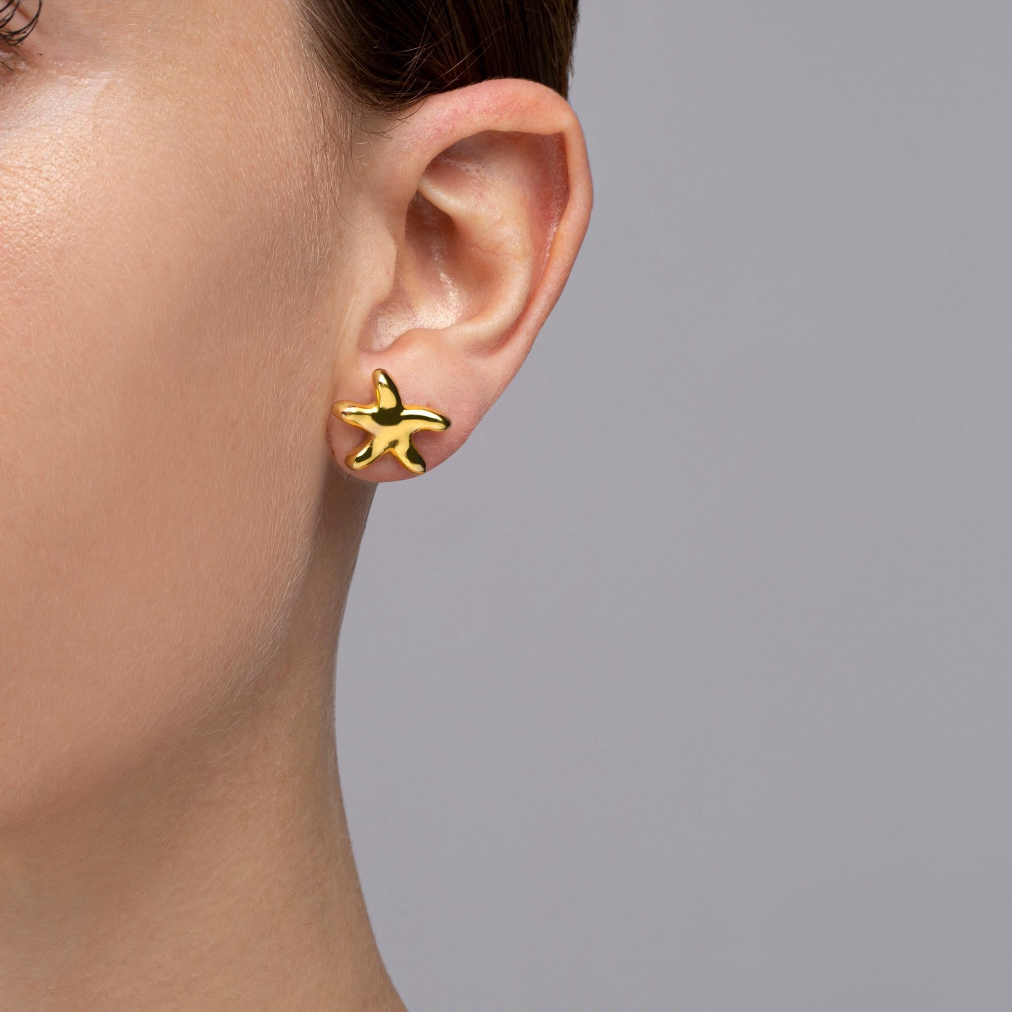 Alex Jona, clous d'oreilles étoile de mer en or jaune 18 carats Pour femmes en vente