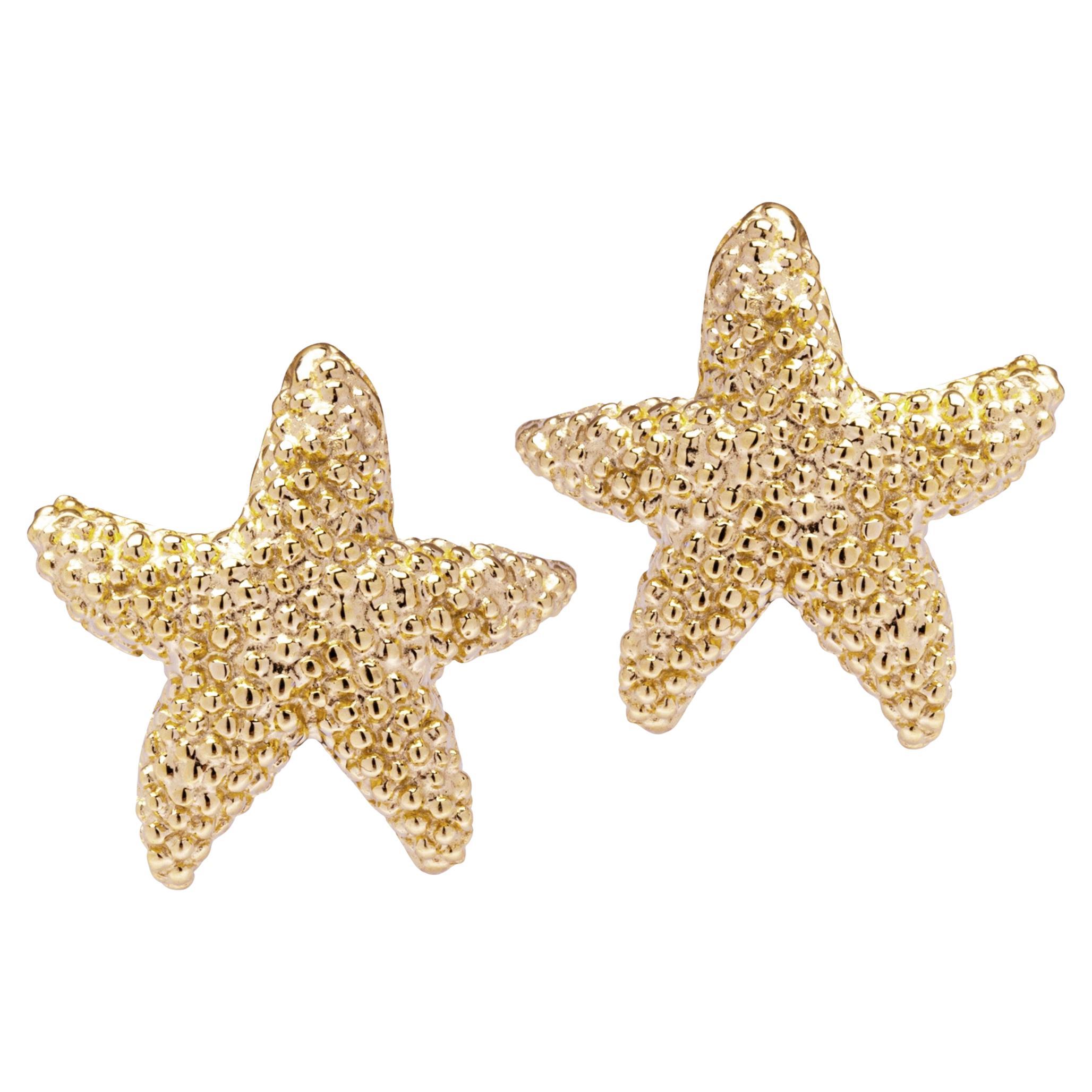 Alex Jona 18 Karat Yellow Gold Starfish Stud Earrings For Sale