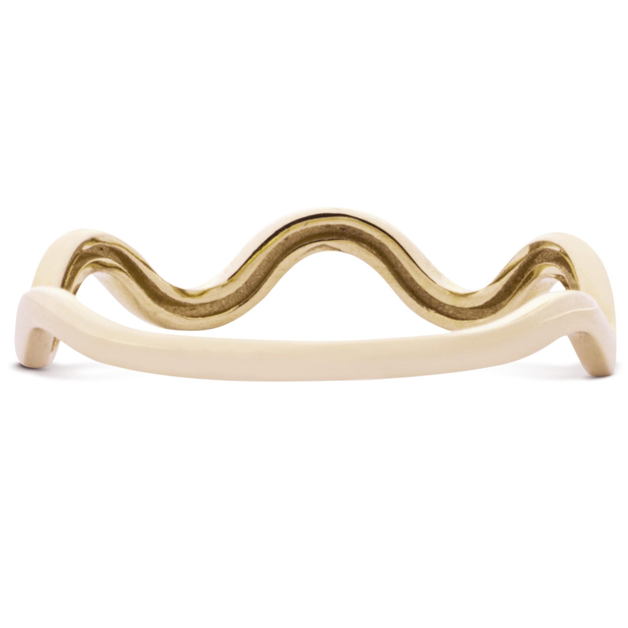 Alex Jona 18 Karat Yellow Gold Thin Wave Ring For Sale 4