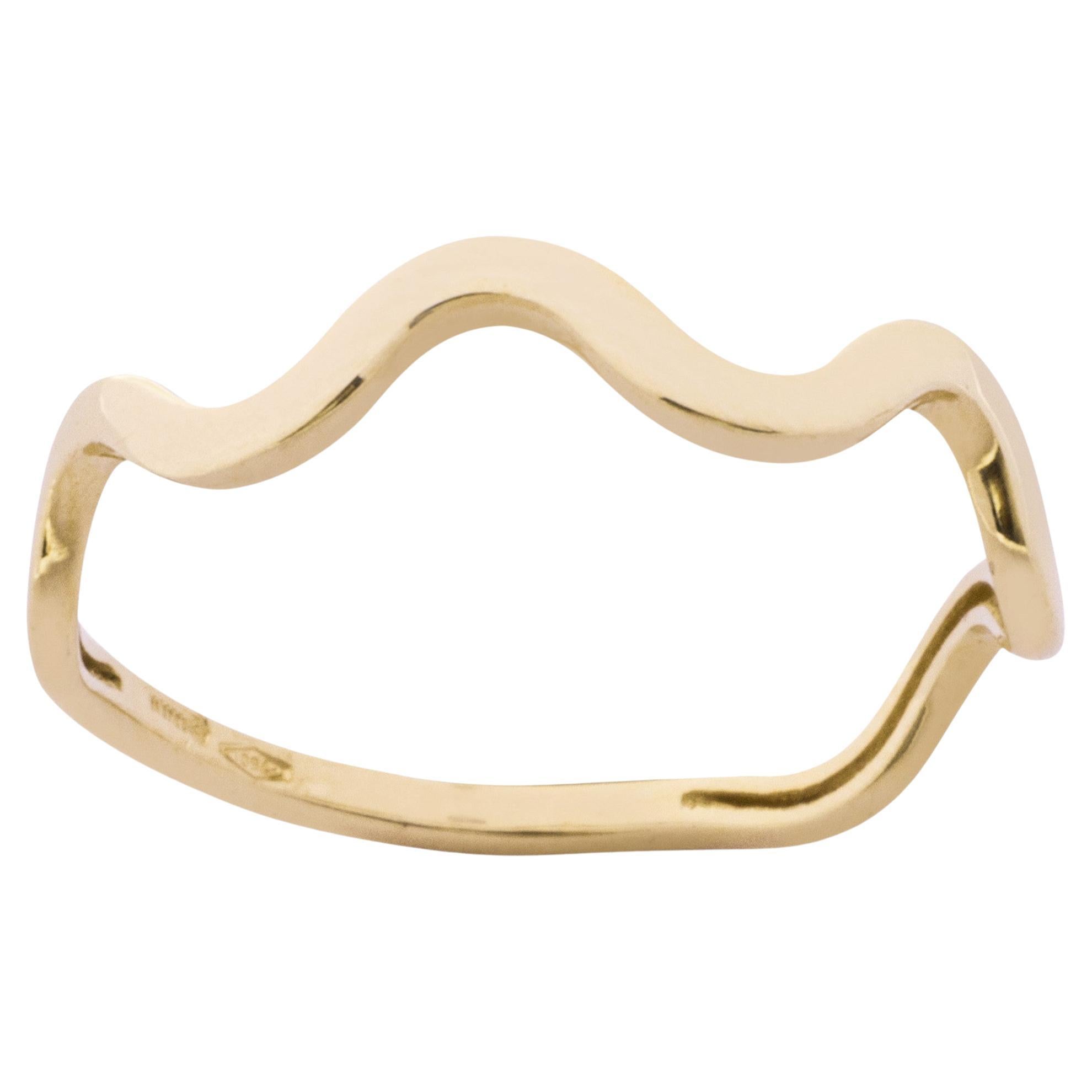 Alex Jona 18 Karat Yellow Gold Thin Wave Ring For Sale