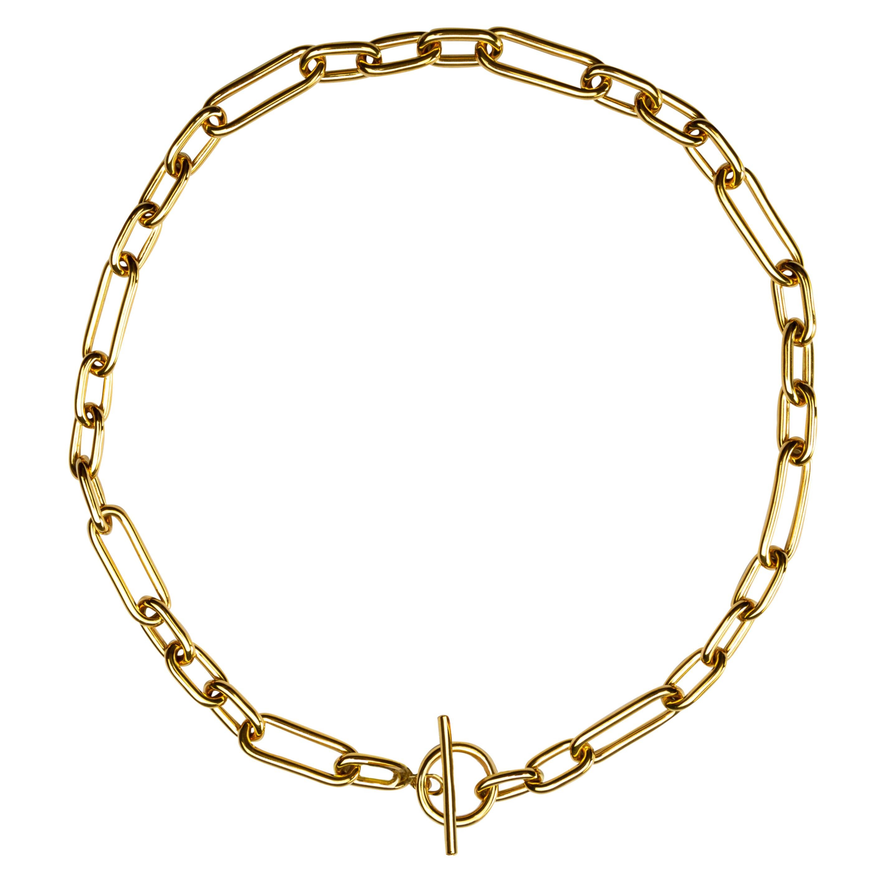 Alex Jona 18 Karat Yellow Gold Toggle Bar Link Chain Necklace