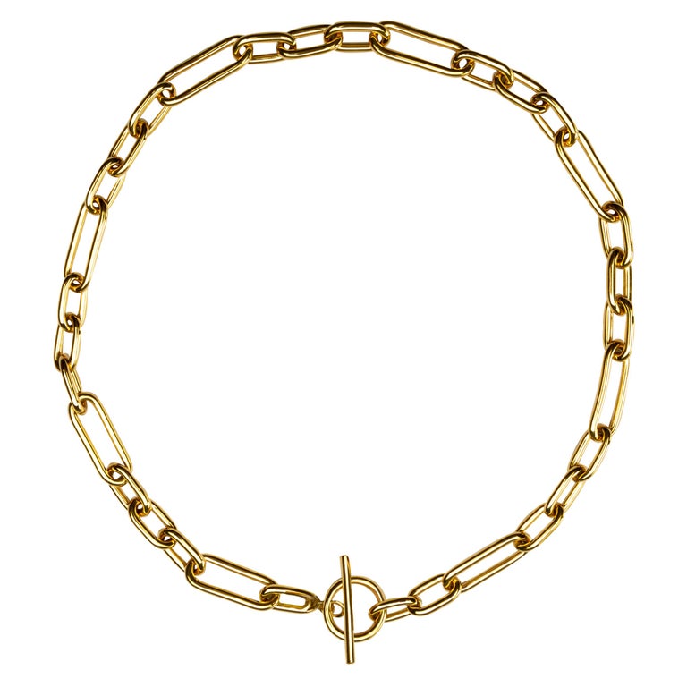 Alex Jona 18 Karat Yellow Gold Toggle Bar Link Chain Necklace For Sale